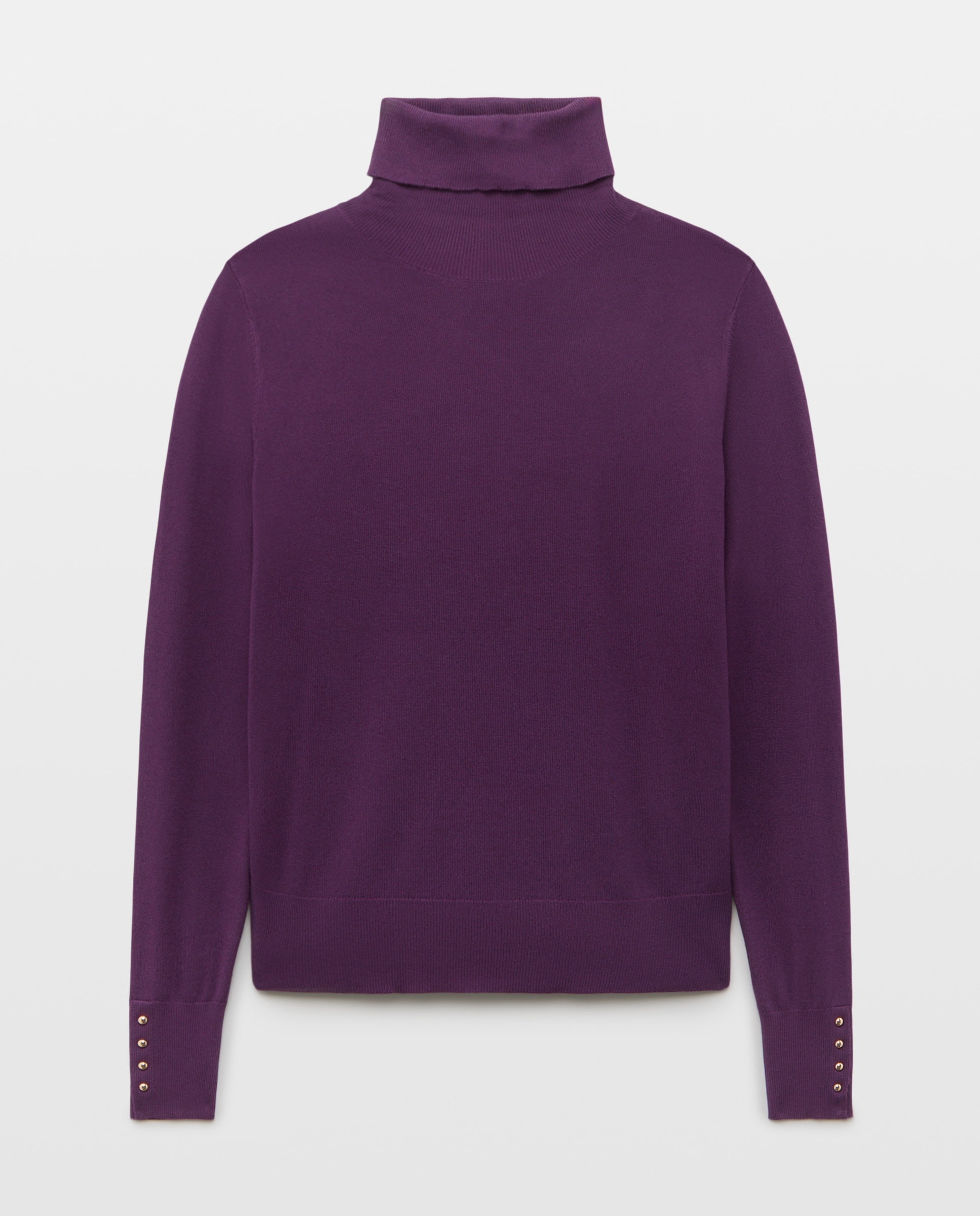 Jersey de mujer con cuello alto y botones en puño - Easy Wear - Morado Morado-1