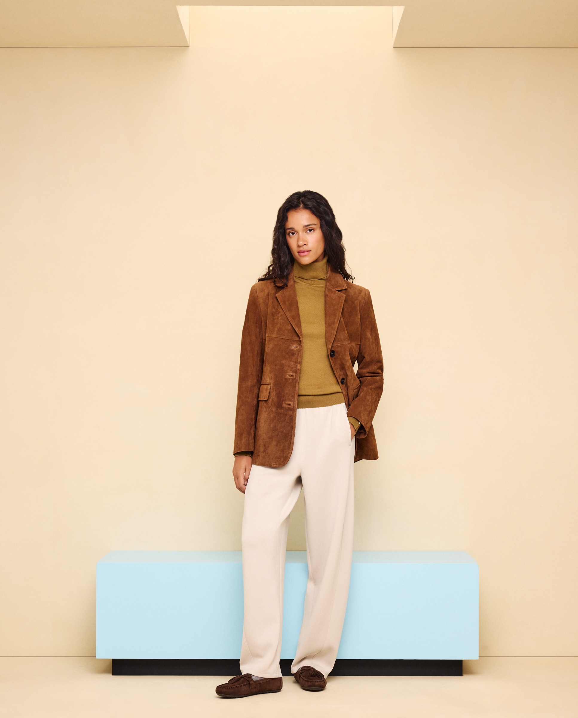 Jersey de mujer con cuello alto y botones en puño - Easy Wear - Verde Verde-2