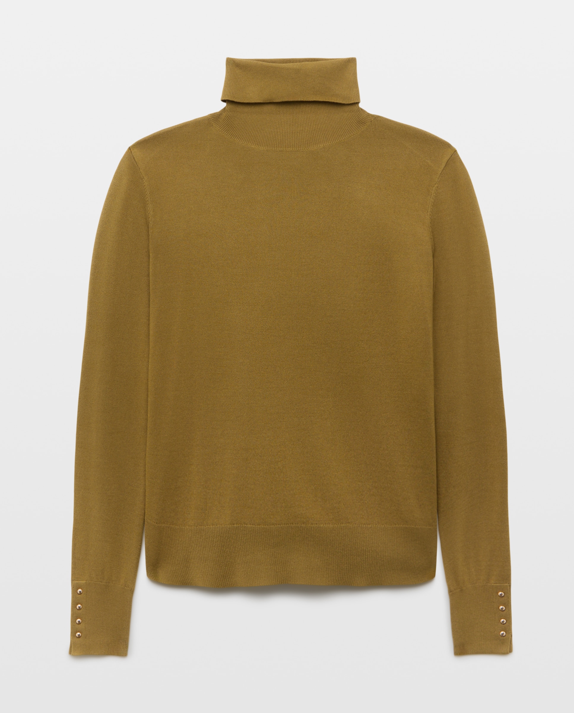 Jersey de mujer con cuello alto y botones en puño - Easy Wear - Verde Verde-4