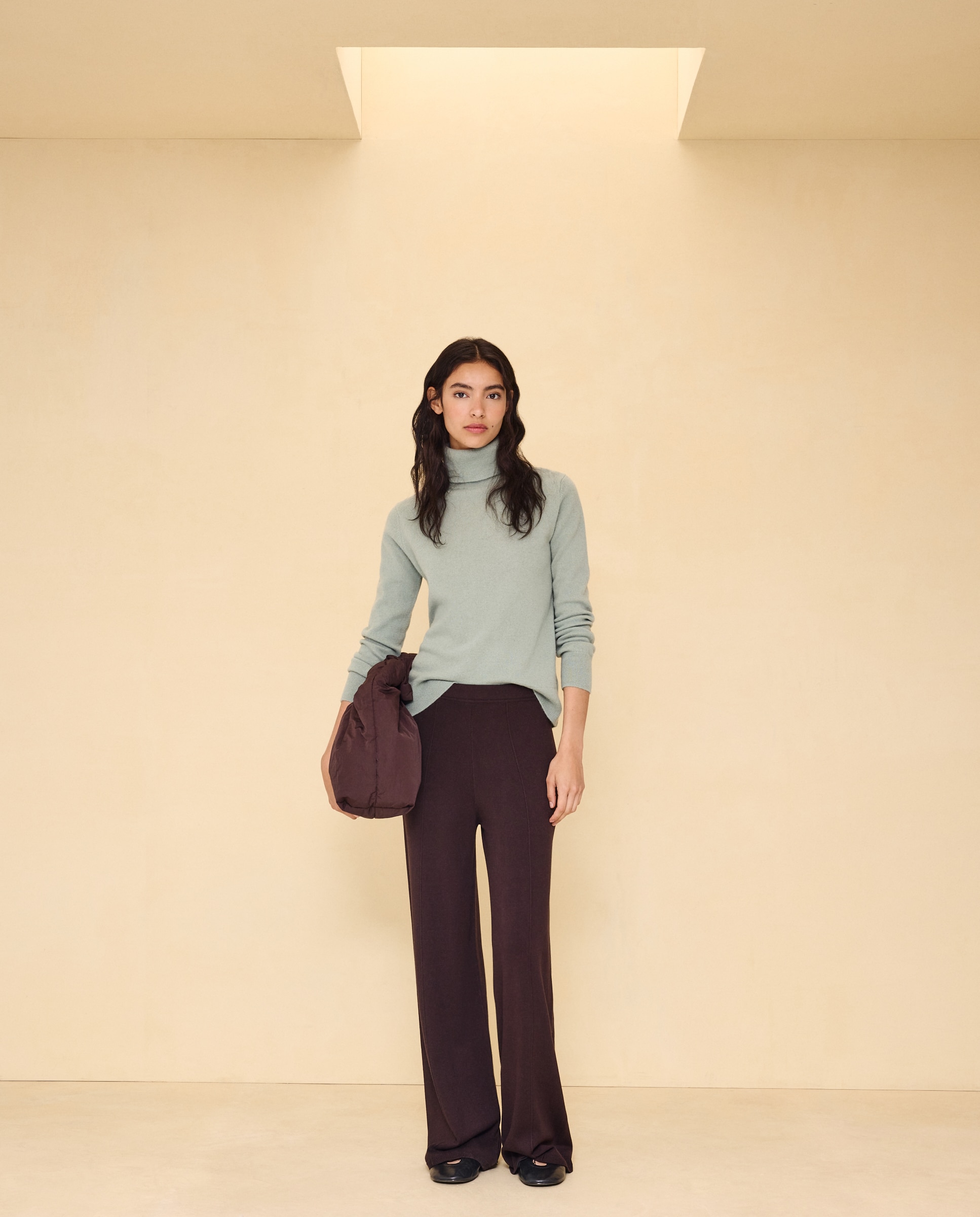 Jersey cuello vuelto en lana con cashmere de mujer. - Easy Wear - 582 Verde agua 582 Verde agua-1