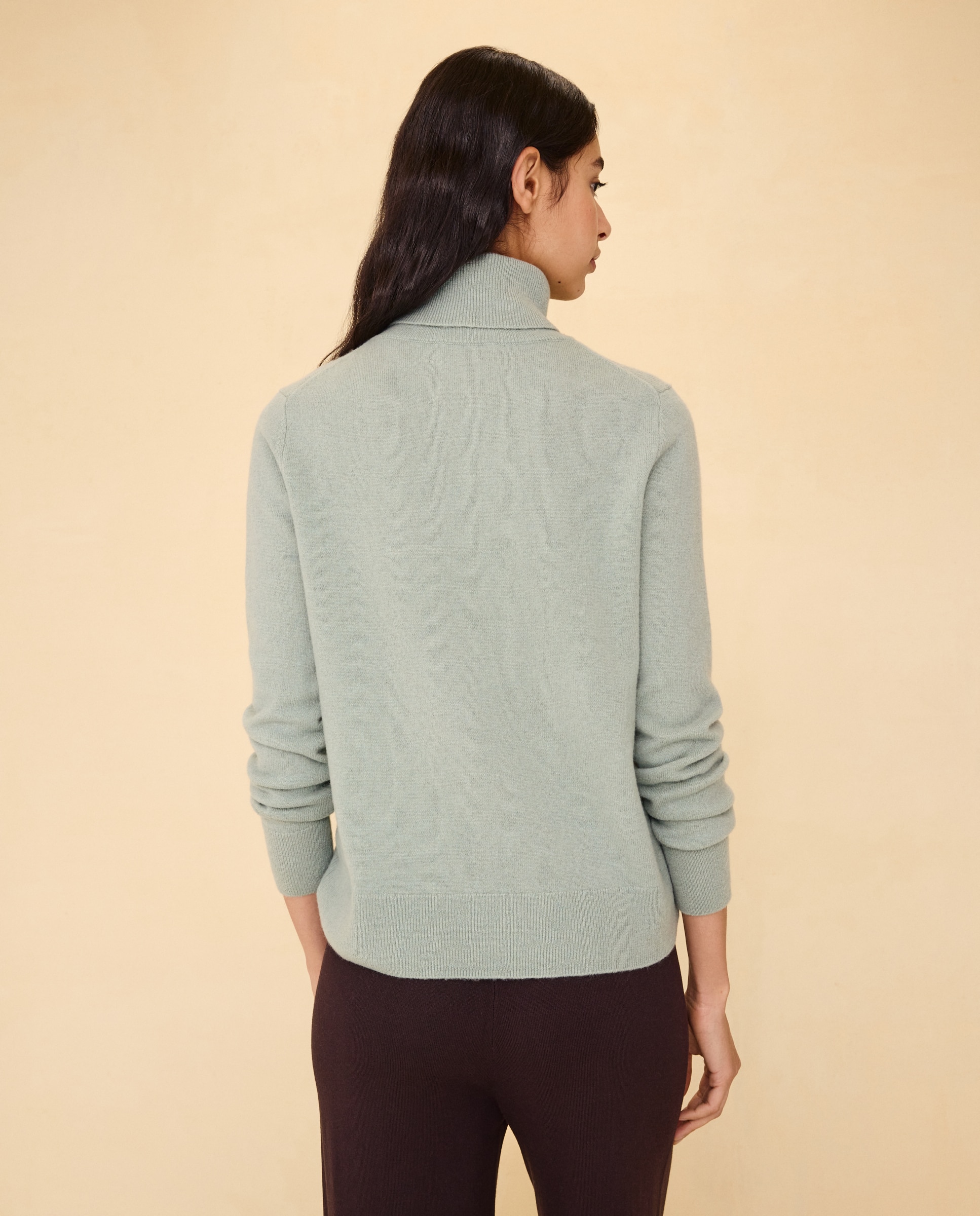 Jersey cuello vuelto en lana con cashmere de mujer. - Easy Wear - 582 Verde agua 582 Verde agua-3