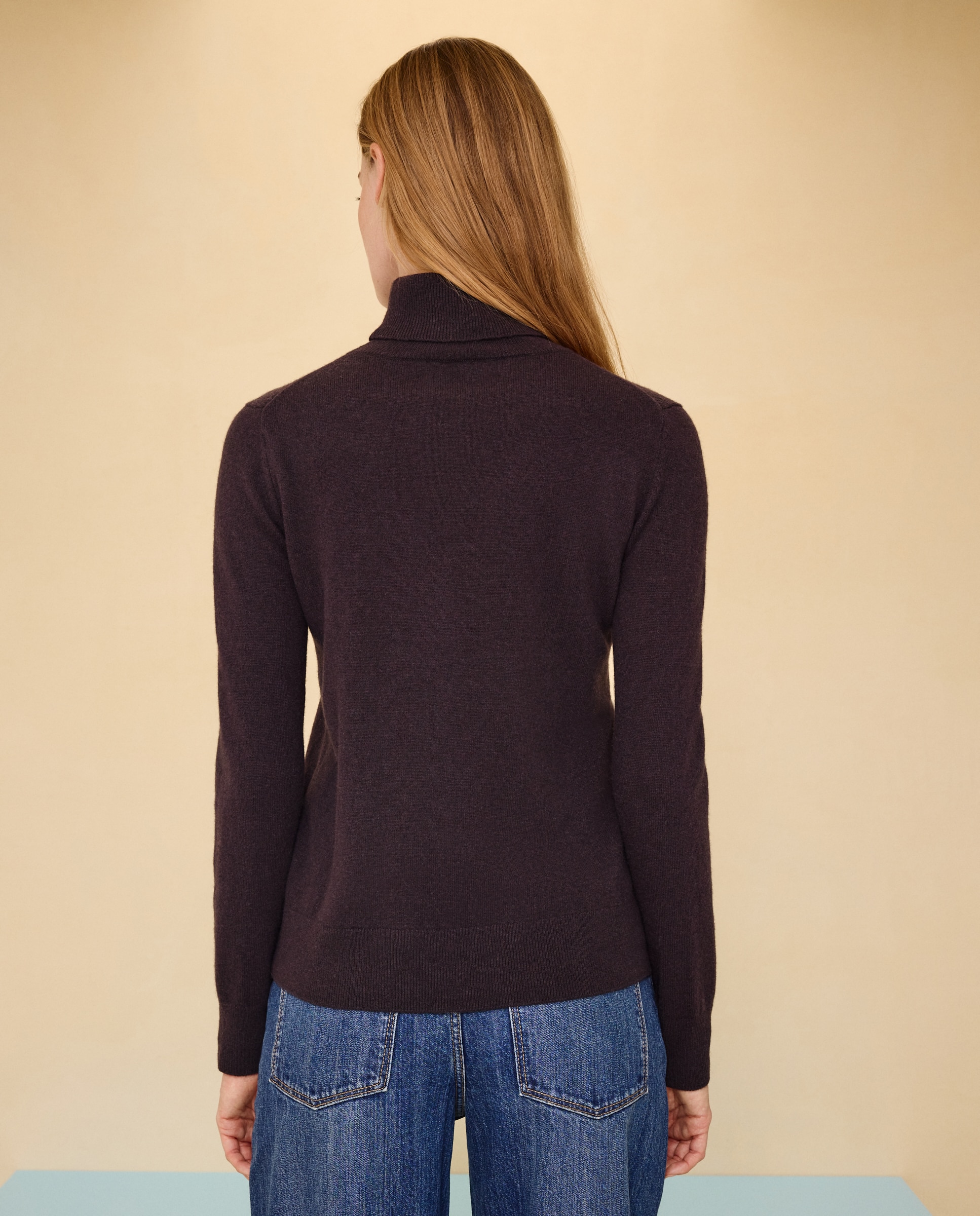 Jersey cuello vuelto en lana con cashmere de mujer. - Easy Wear - Marrón Marrón-3