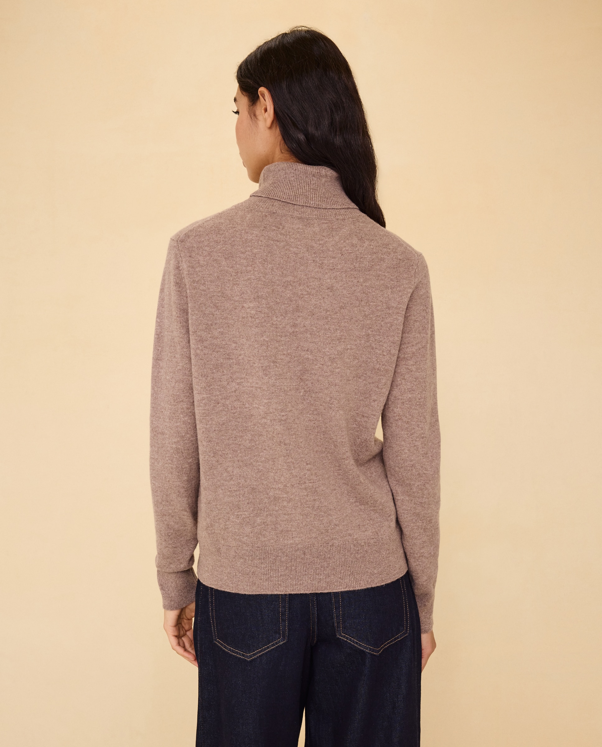 Jersey cuello vuelto en lana con cashmere de mujer. - Easy Wear - Visón claro Visón claro-3