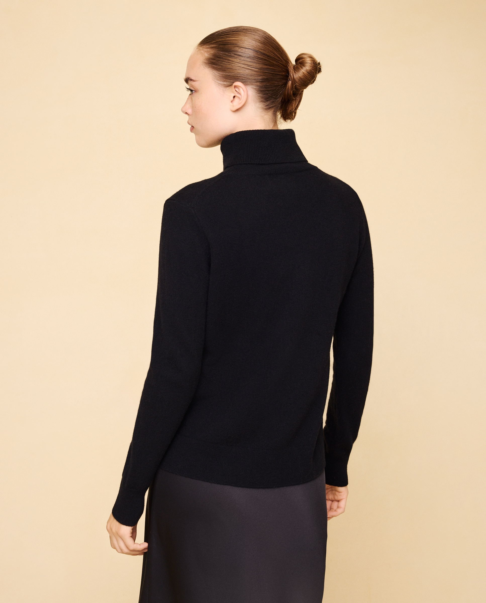 Jersey cuello vuelto en lana con cashmere de mujer. - Easy Wear - Negro Negro-3