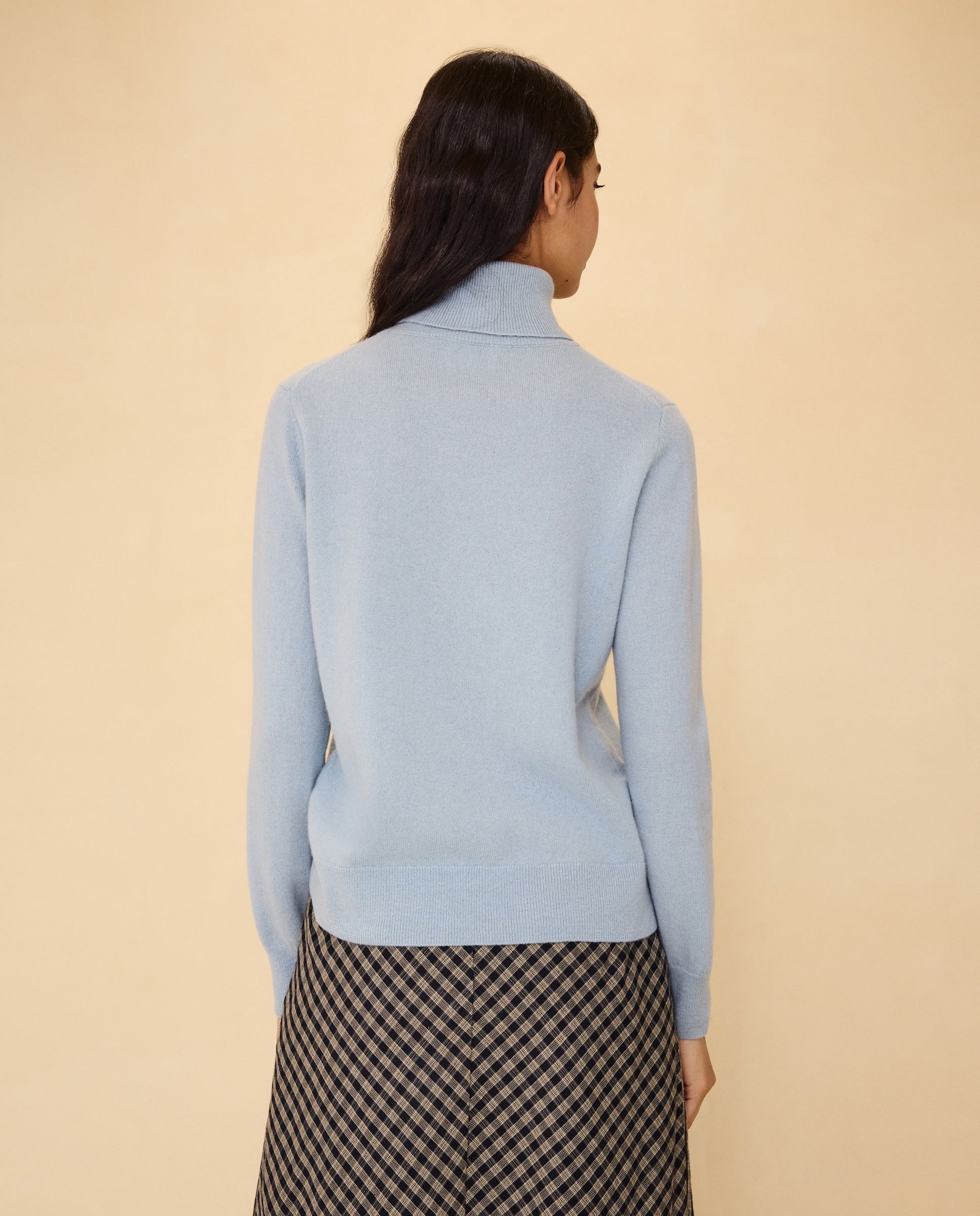 Jersey cuello vuelto en lana con cashmere de mujer. - Easy Wear - Añil Añil-3