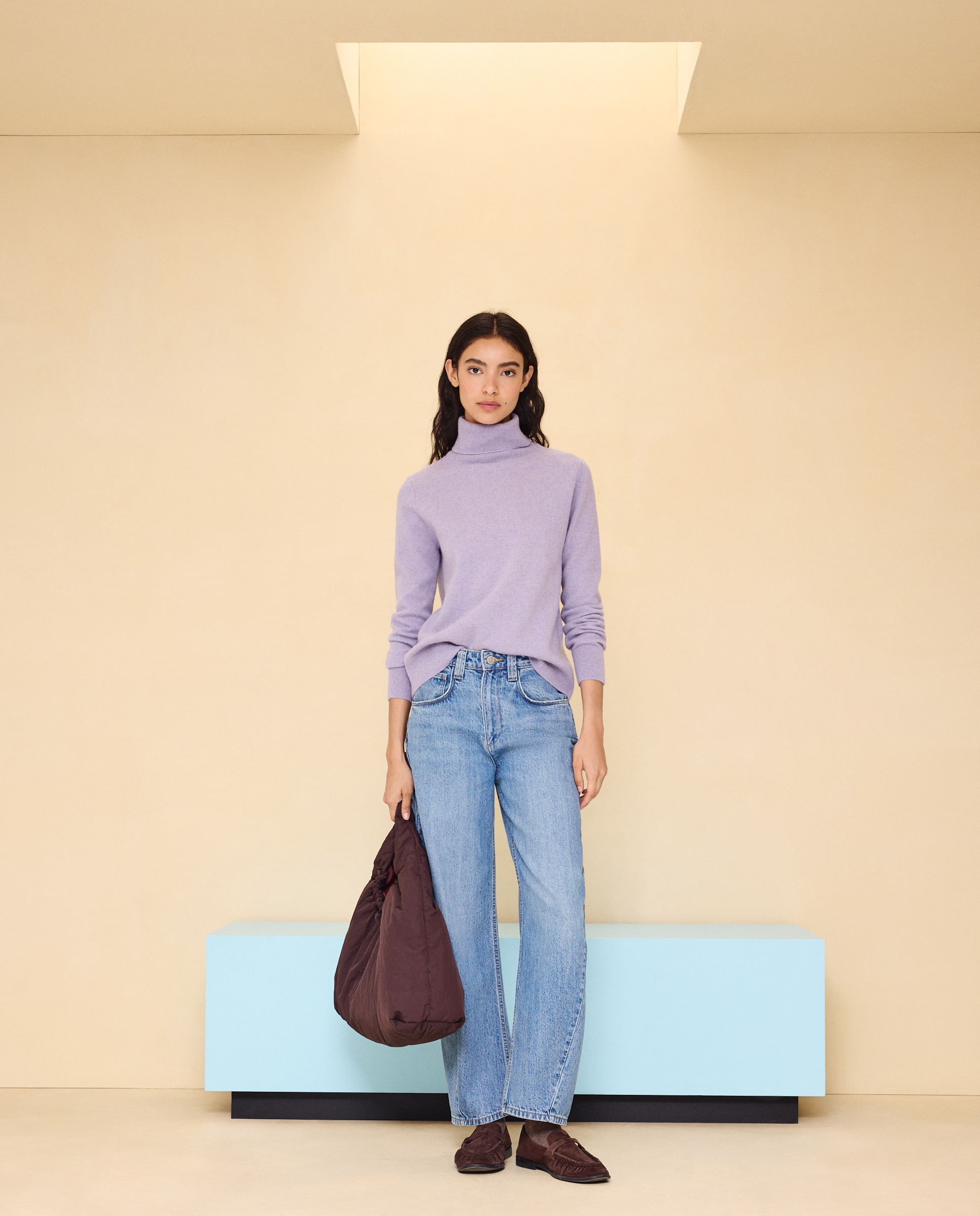 Jersey cuello vuelto en lana con cashmere de mujer. - Easy Wear - 284 Lila 284 Lila-1