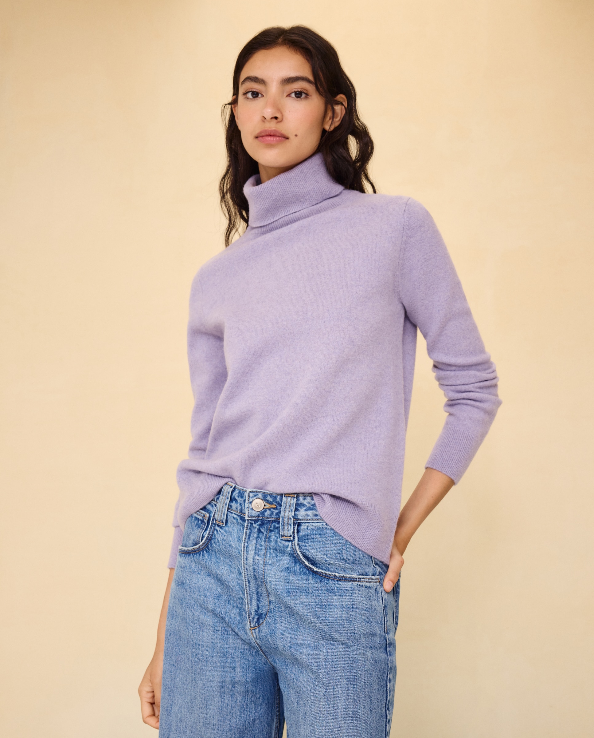Jersey cuello vuelto en lana con cashmere de mujer. - Easy Wear - 284 Lila 284 Lila-2