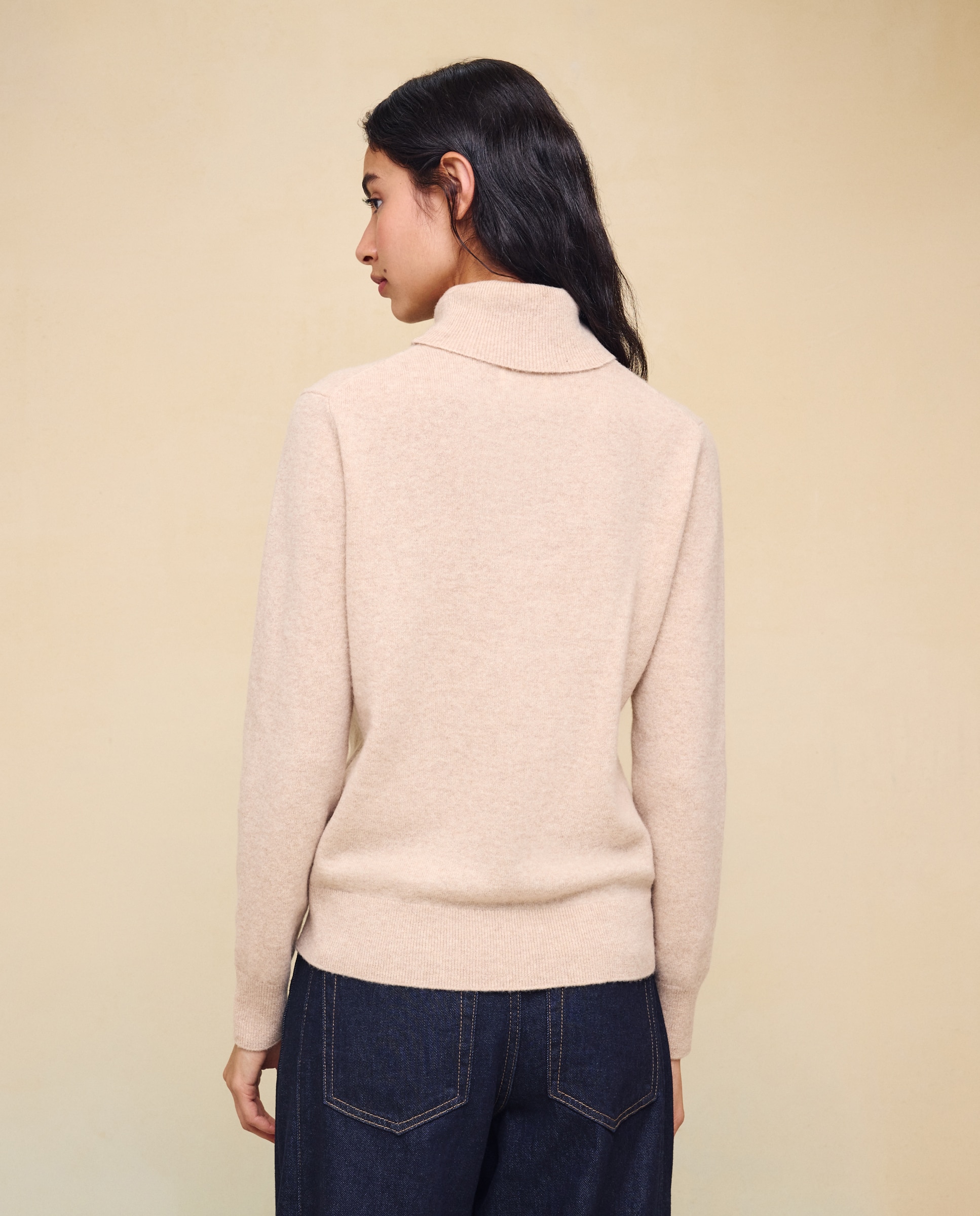 Jersey cuello vuelto en lana con cashmere de mujer. - Easy Wear - Beige Beige-2