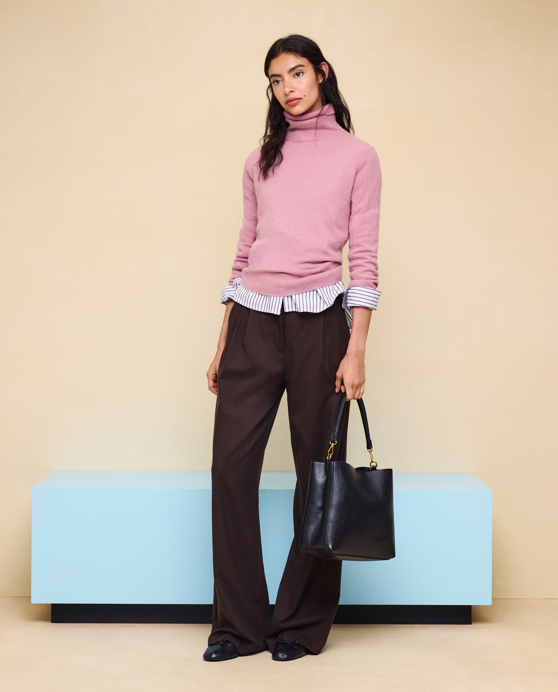 Jersey cuello vuelto en lana con cashmere de mujer. - Easy Wear - 200 Rosa 200 Rosa-1