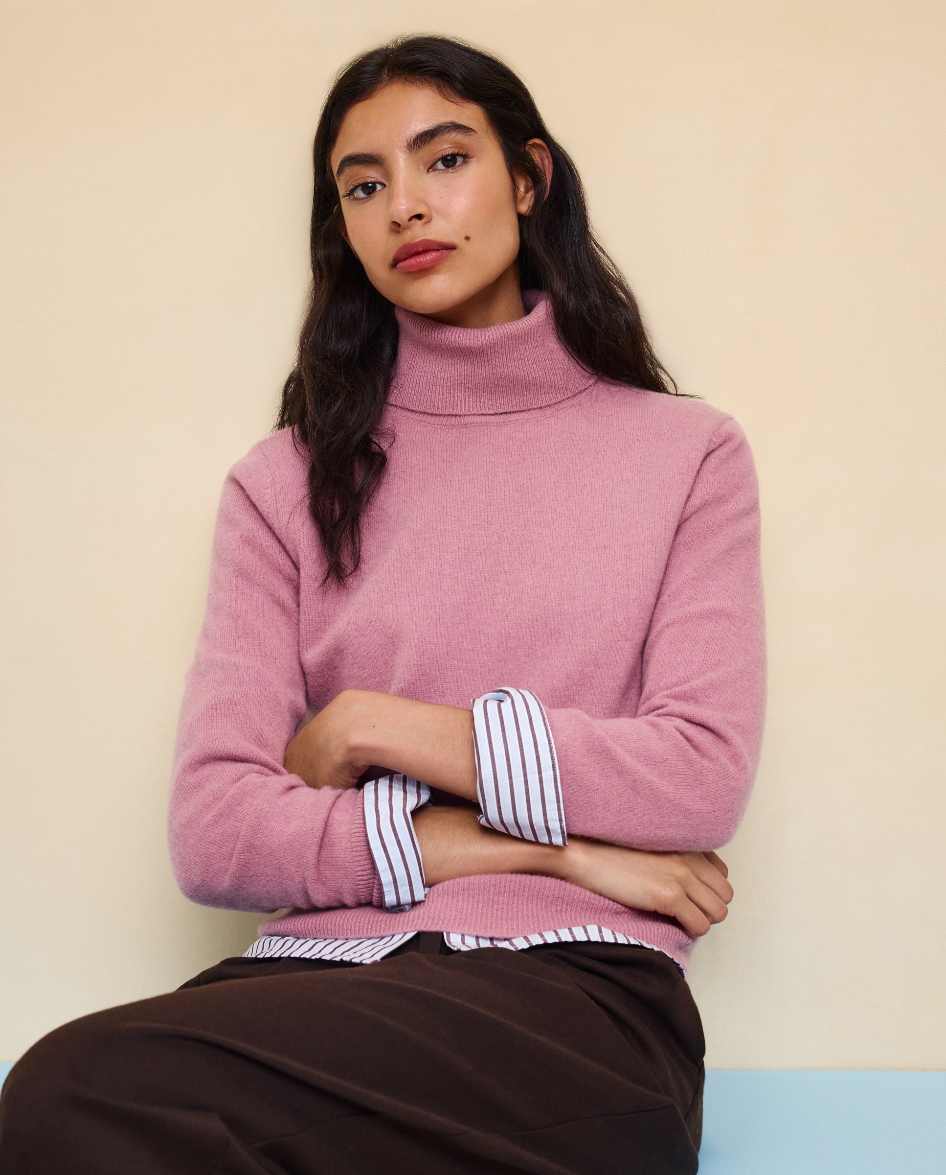 Jersey cuello vuelto en lana con cashmere de mujer. - Easy Wear - 200 Rosa 200 Rosa-2