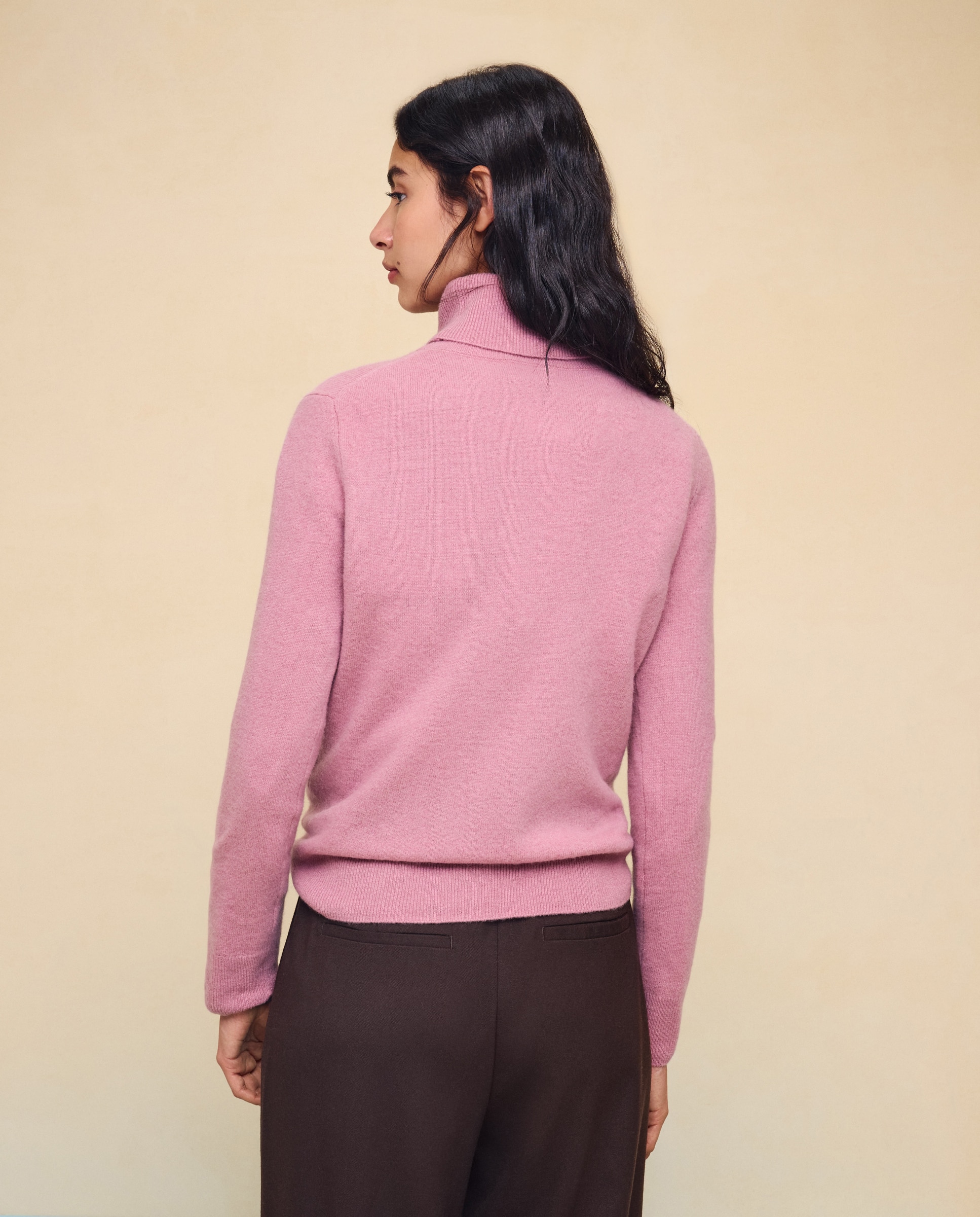 Jersey cuello vuelto en lana con cashmere de mujer. - Easy Wear - 200 Rosa 200 Rosa-3
