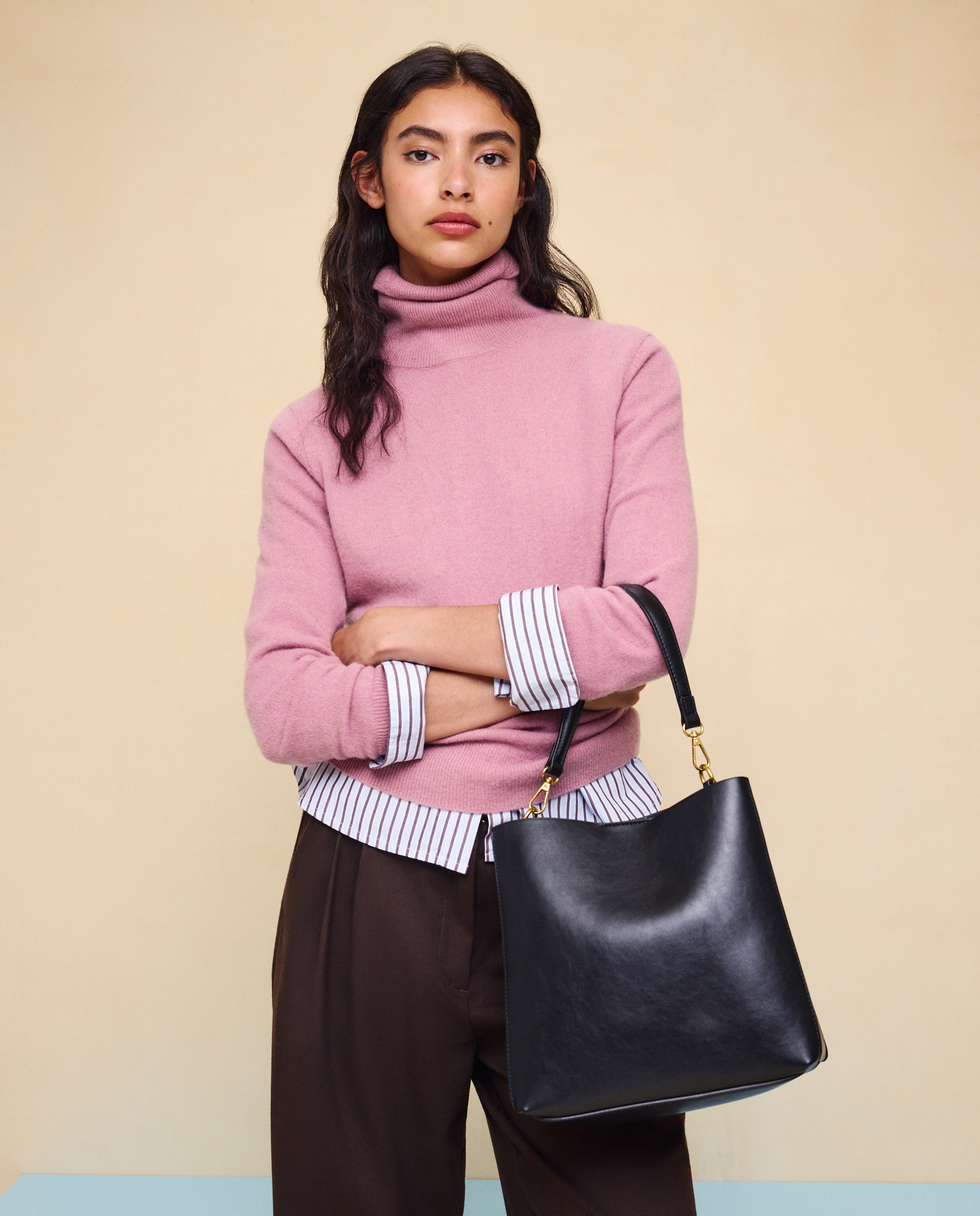 Jersey cuello vuelto en lana con cashmere de mujer. - Easy Wear - 200 Rosa 200 Rosa-5
