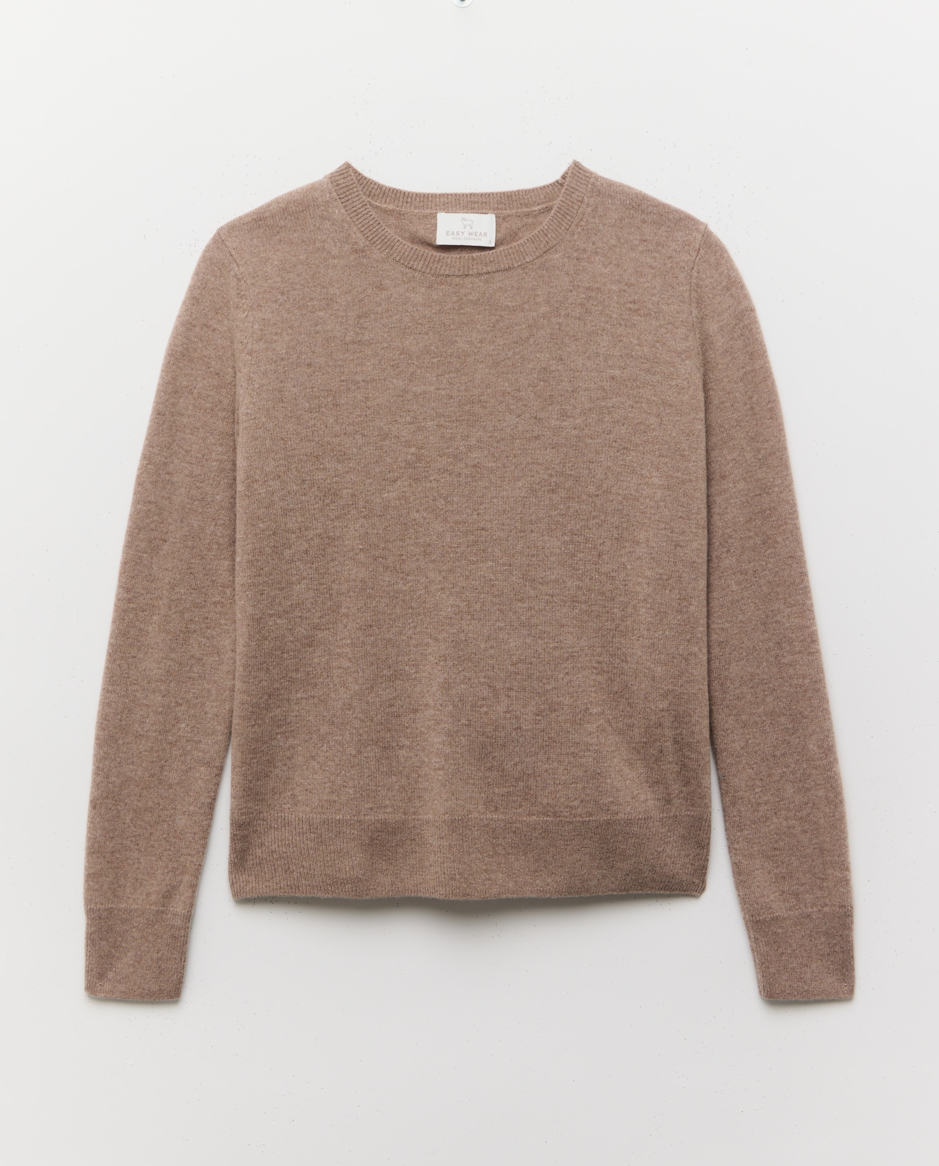 Jersey cuello redondo en lana con cashmere de mujer. - Easy Wear - Visón claro Visón claro-1