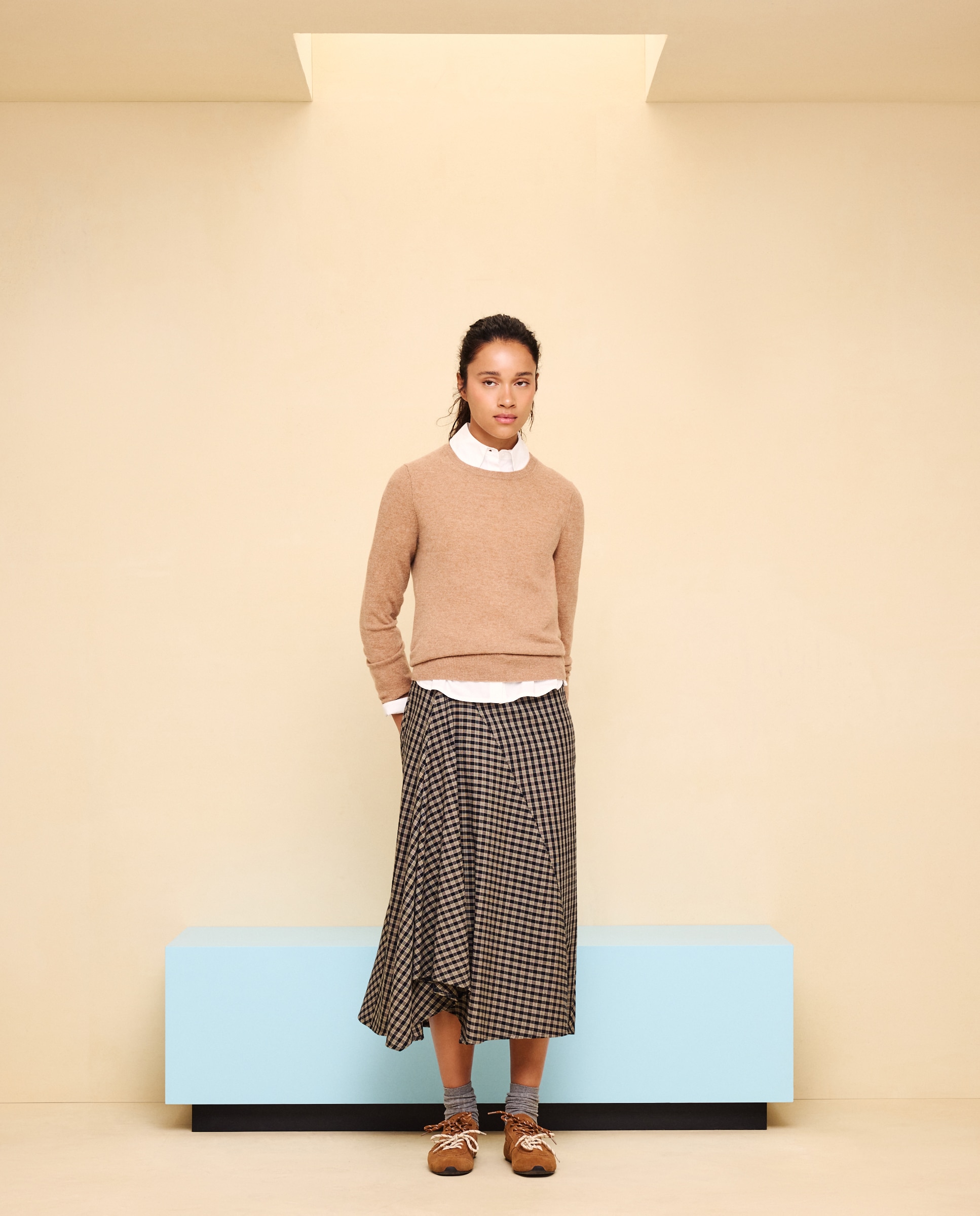 Jersey cuello redondo en lana con cashmere de mujer. - Easy Wear - 730 Camel 730 Camel-2