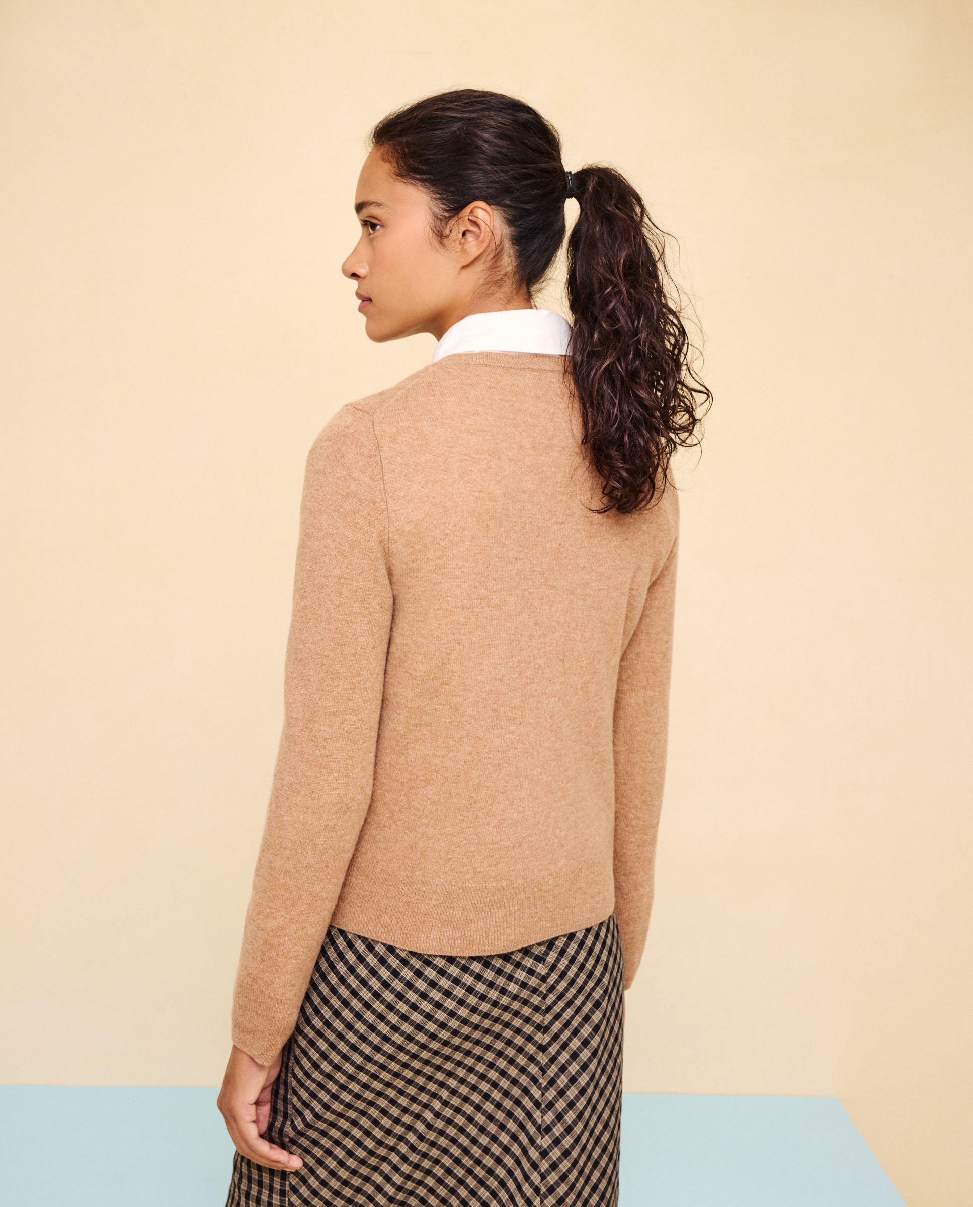 Jersey cuello redondo en lana con cashmere de mujer. - Easy Wear - 730 Camel 730 Camel-3