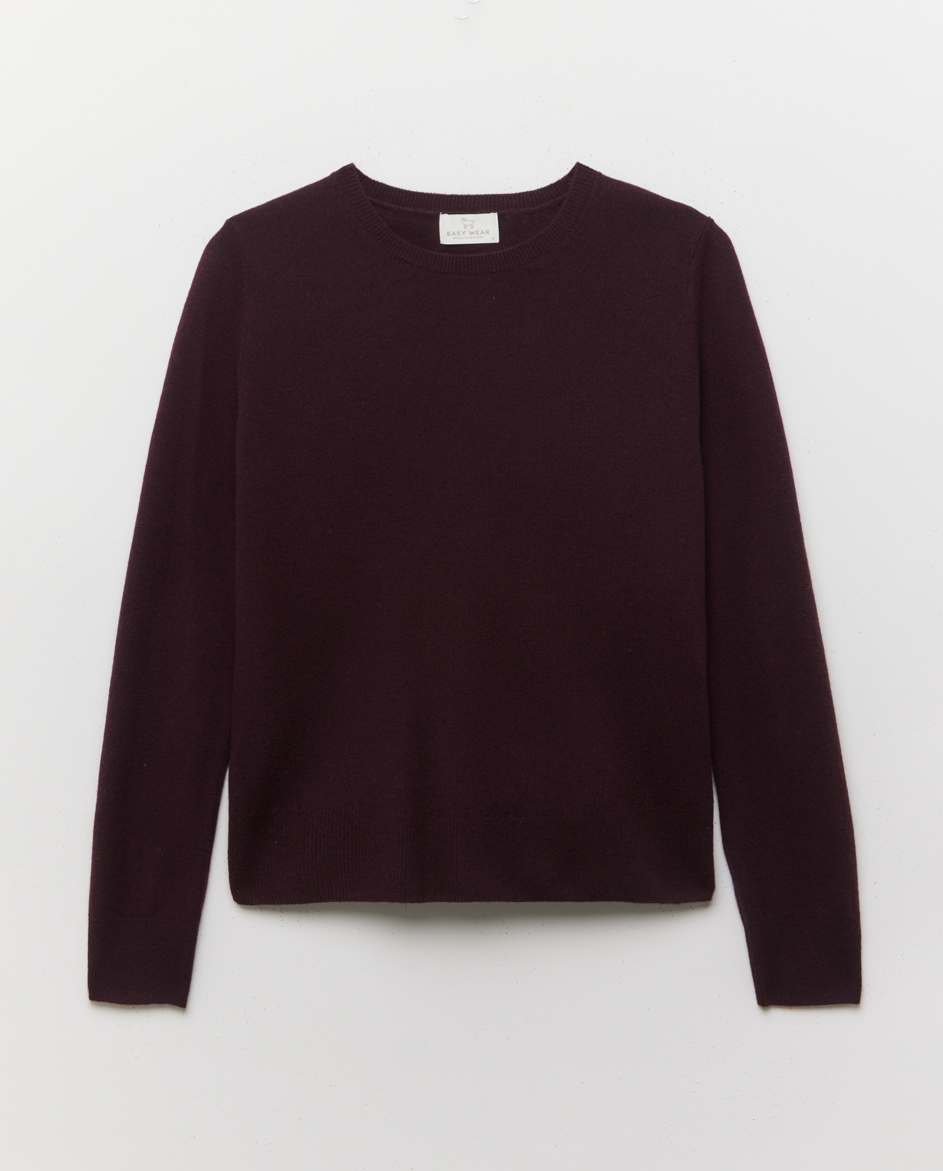 Jersey cuello redondo en lana con cashmere de mujer. - Easy Wear - Ciruela Ciruela-1