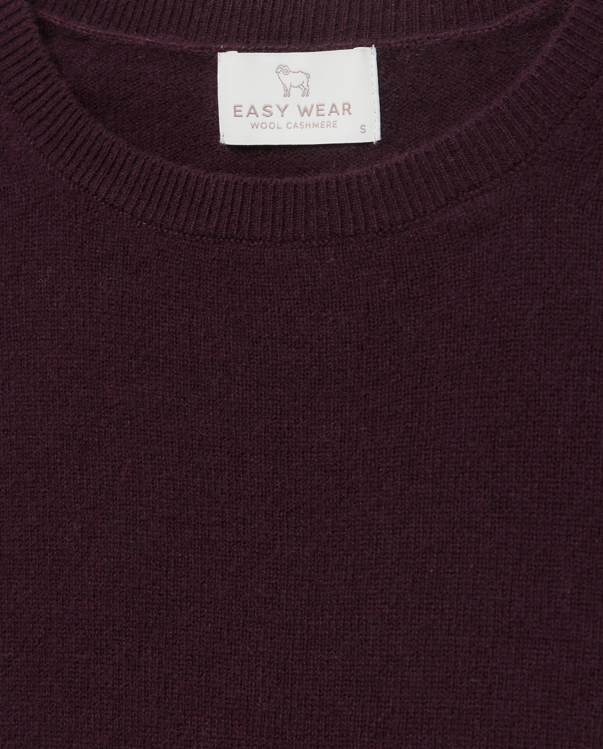 Jersey cuello redondo en lana con cashmere de mujer. - Easy Wear - Ciruela Ciruela-2