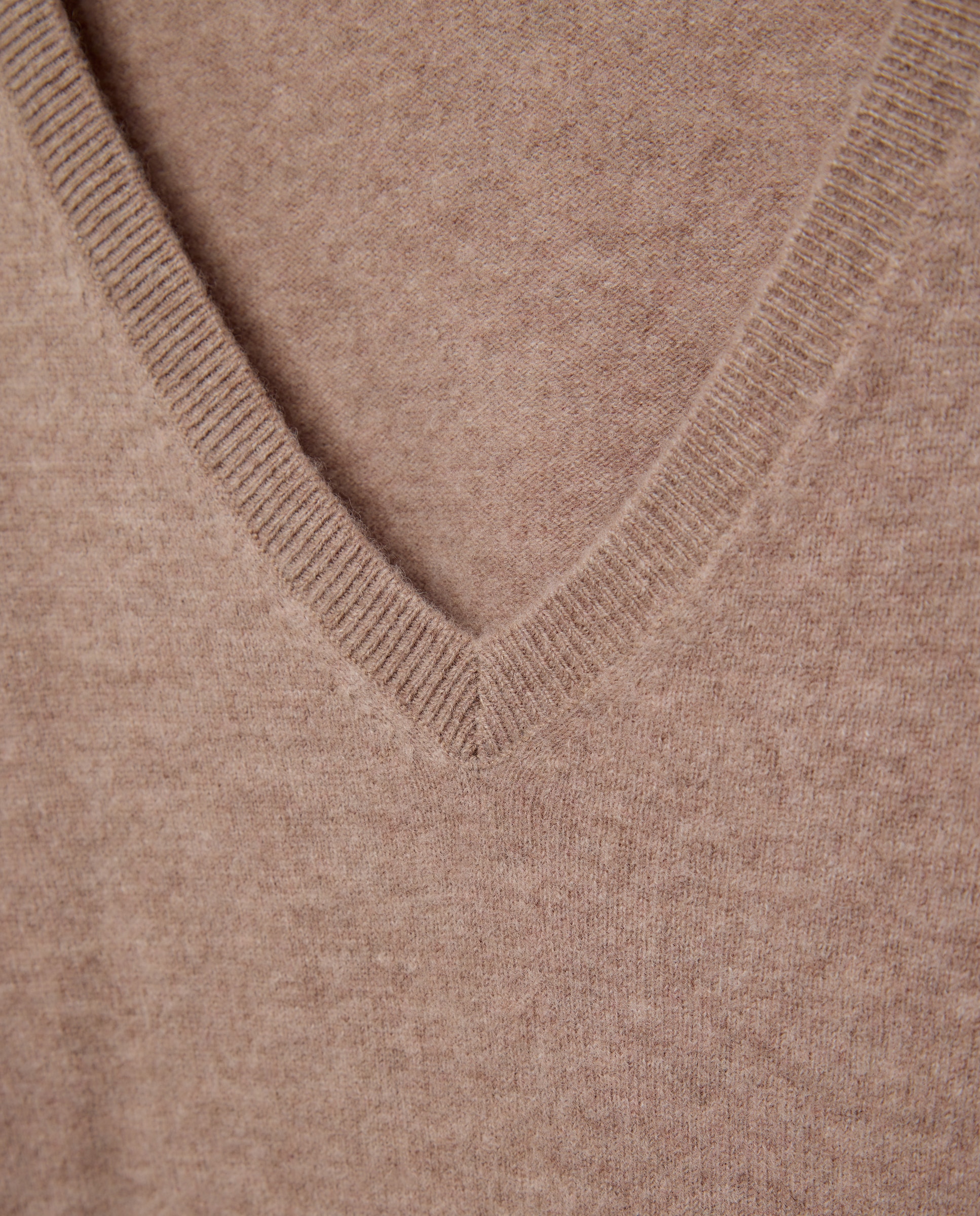 Jersey cuello pico en lana con cashmere de mujer. - Easy Wear - Visón claro Visón claro-5