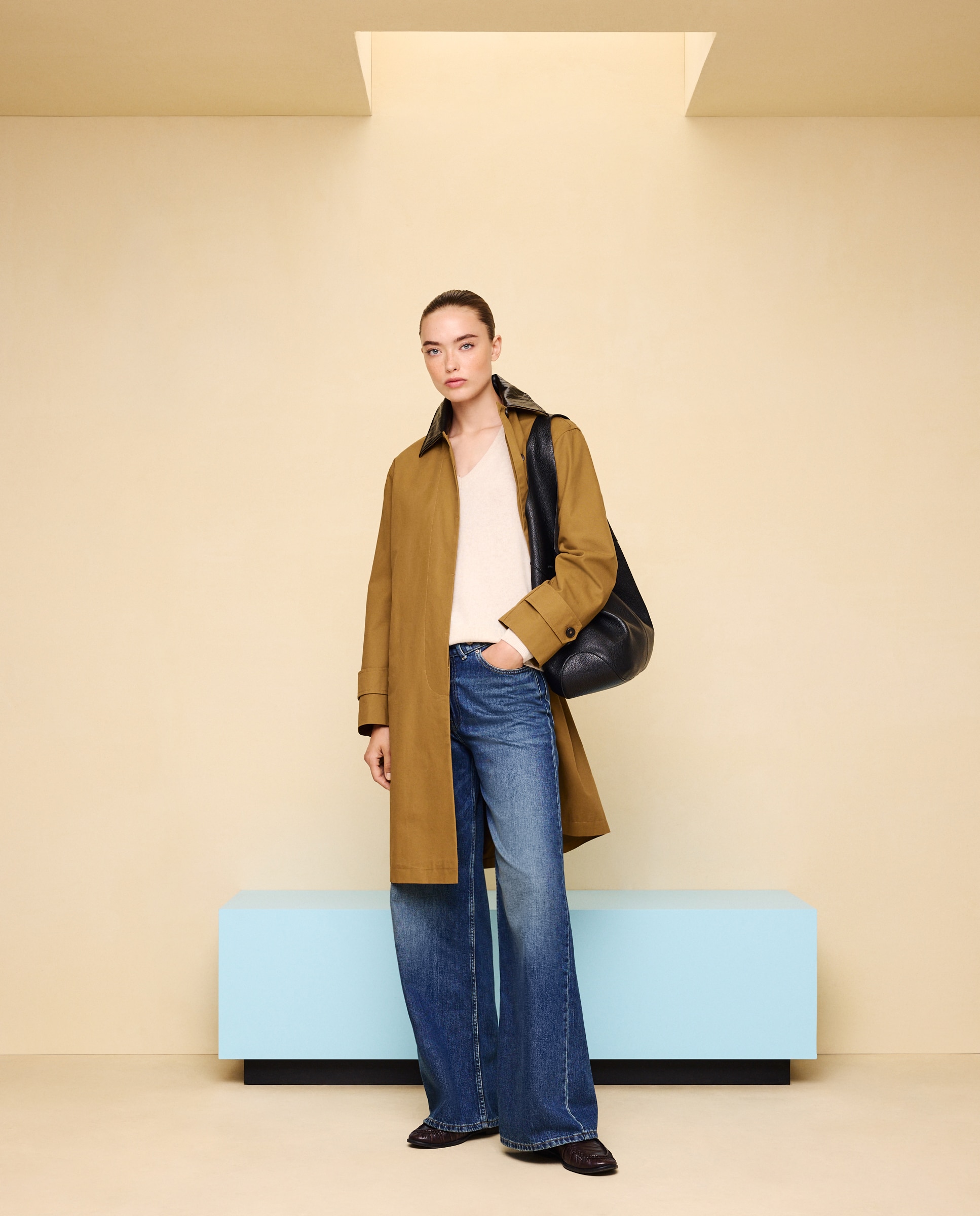 Jersey cuello pico en lana con cashmere de mujer. - Easy Wear - 120 Crudo 120 Crudo-2