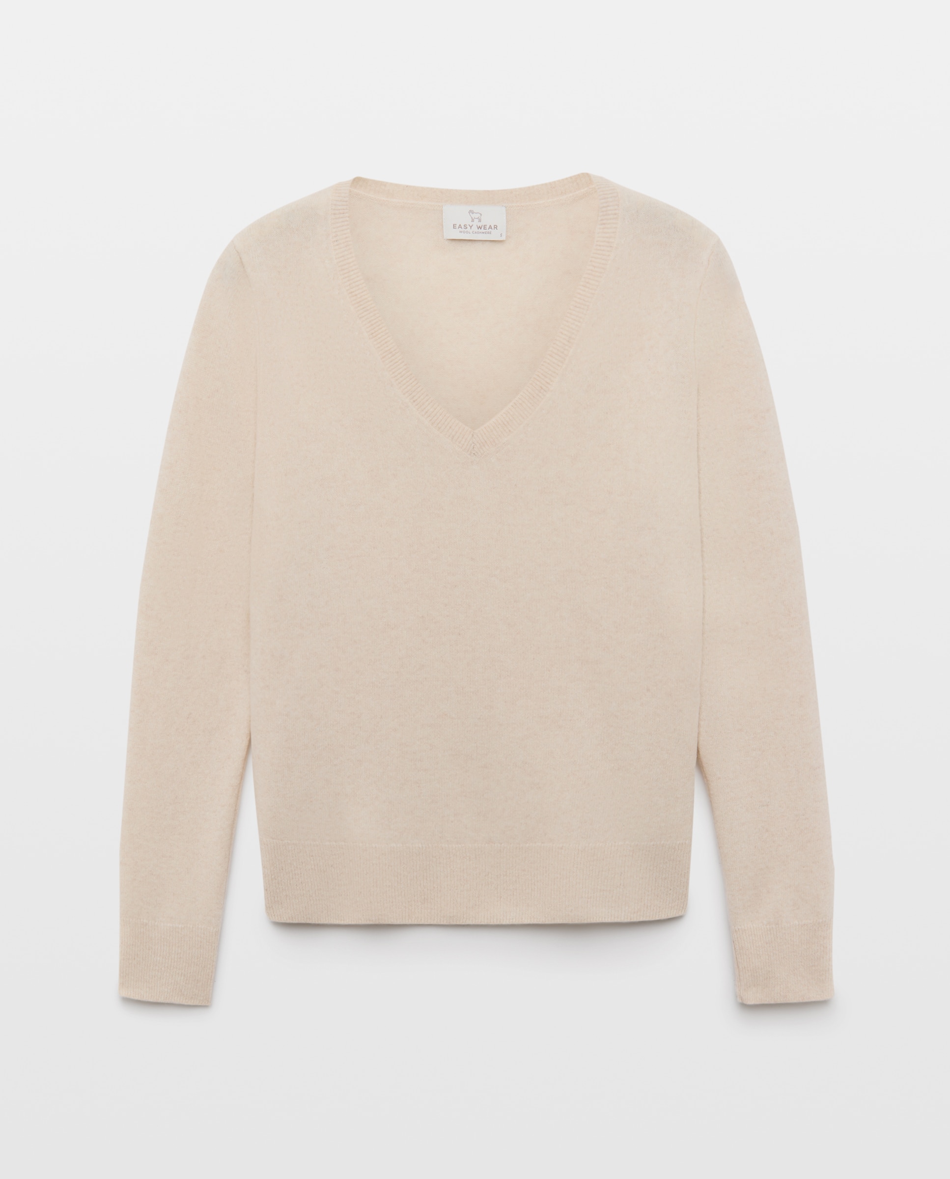 Jersey cuello pico en lana con cashmere de mujer. - Easy Wear - 120 Crudo 120 Crudo-4