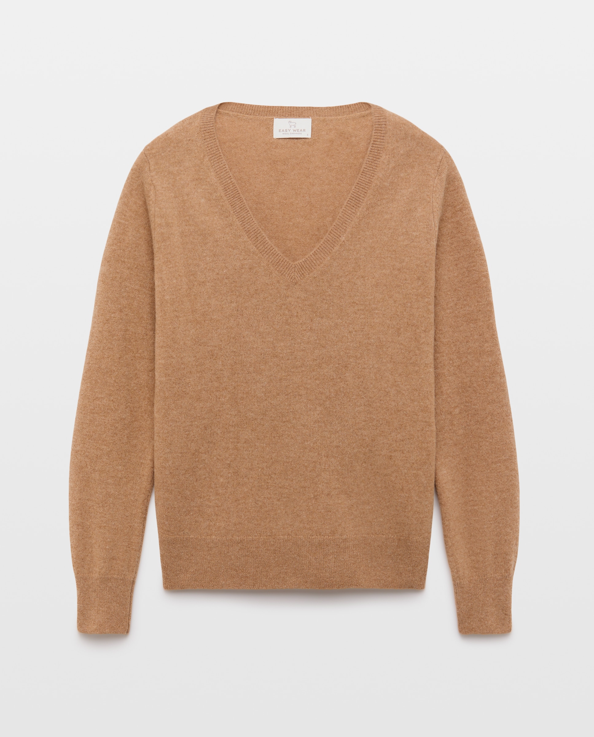 Jersey cuello pico en lana con cashmere de mujer. - Easy Wear - 730 Camel 730 Camel-4