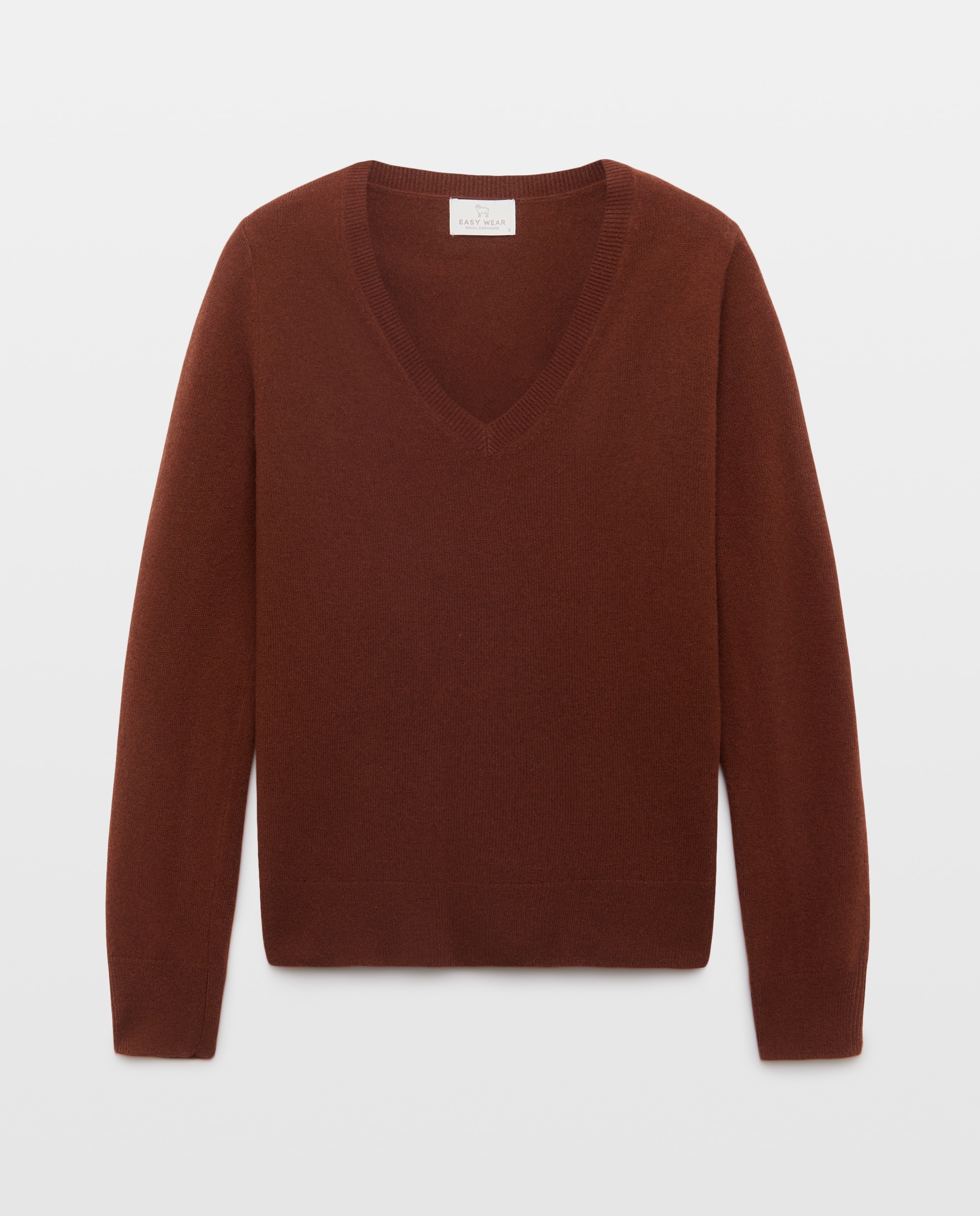 Jersey cuello pico en lana con cashmere de mujer. - Easy Wear - 770 Terracota 770 Terracota-4