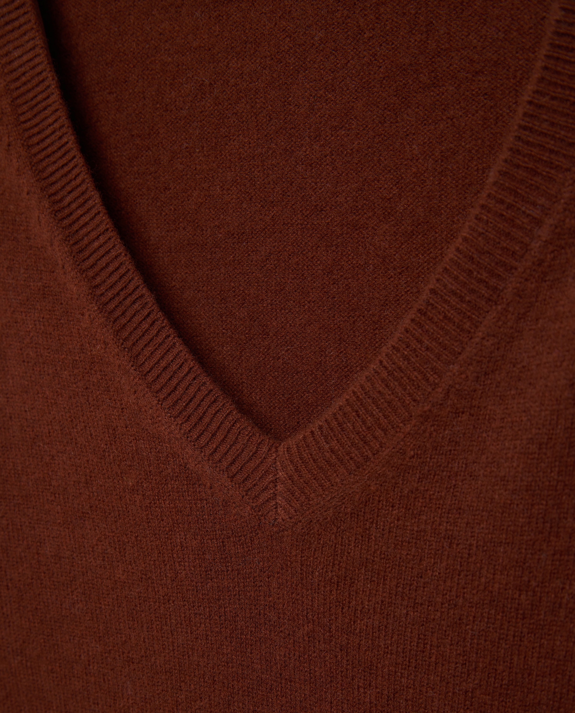 Jersey cuello pico en lana con cashmere de mujer. - Easy Wear - 770 Terracota 770 Terracota-5