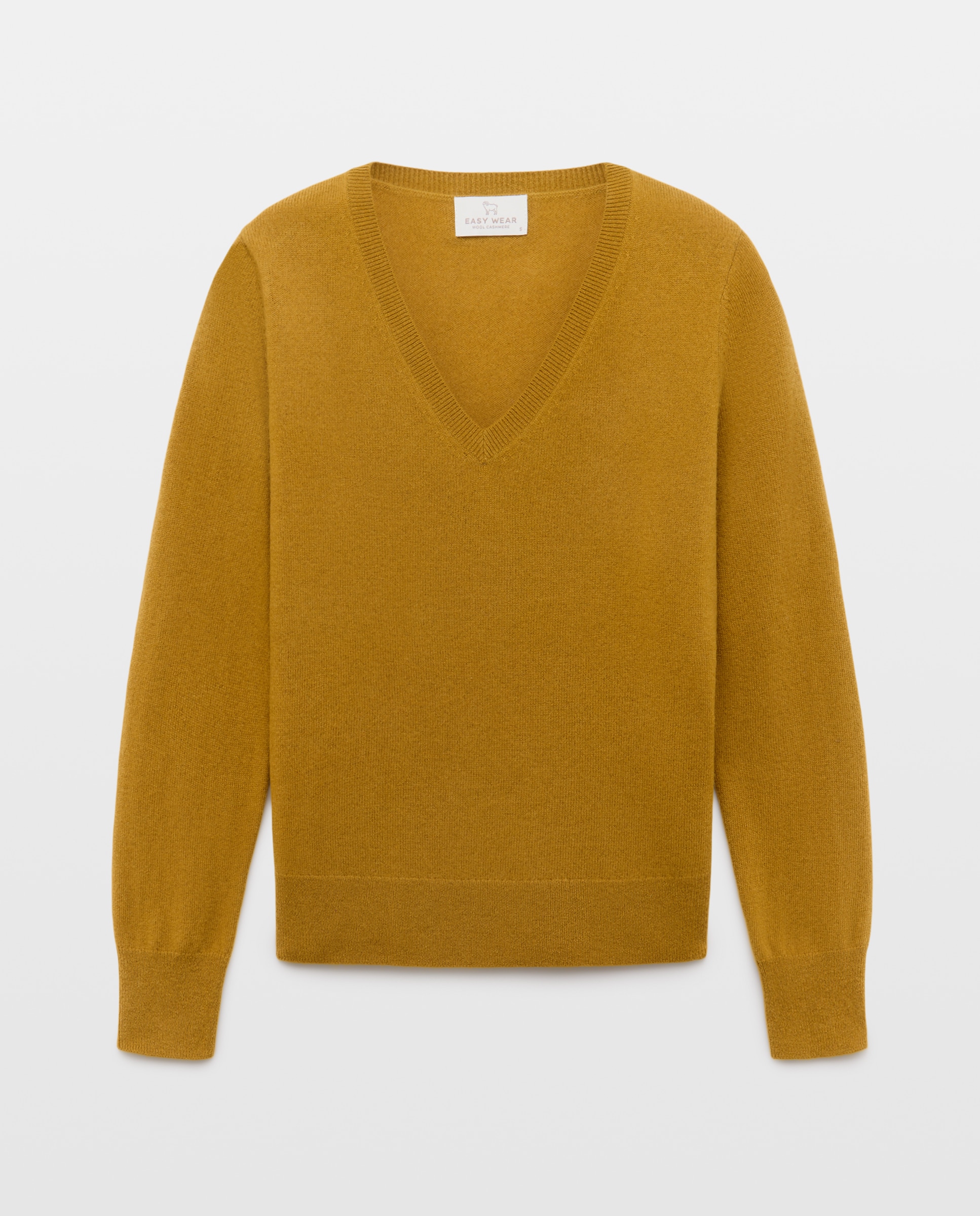 Jersey cuello pico en lana con cashmere de mujer. - Easy Wear - Pistacho Pistacho-4