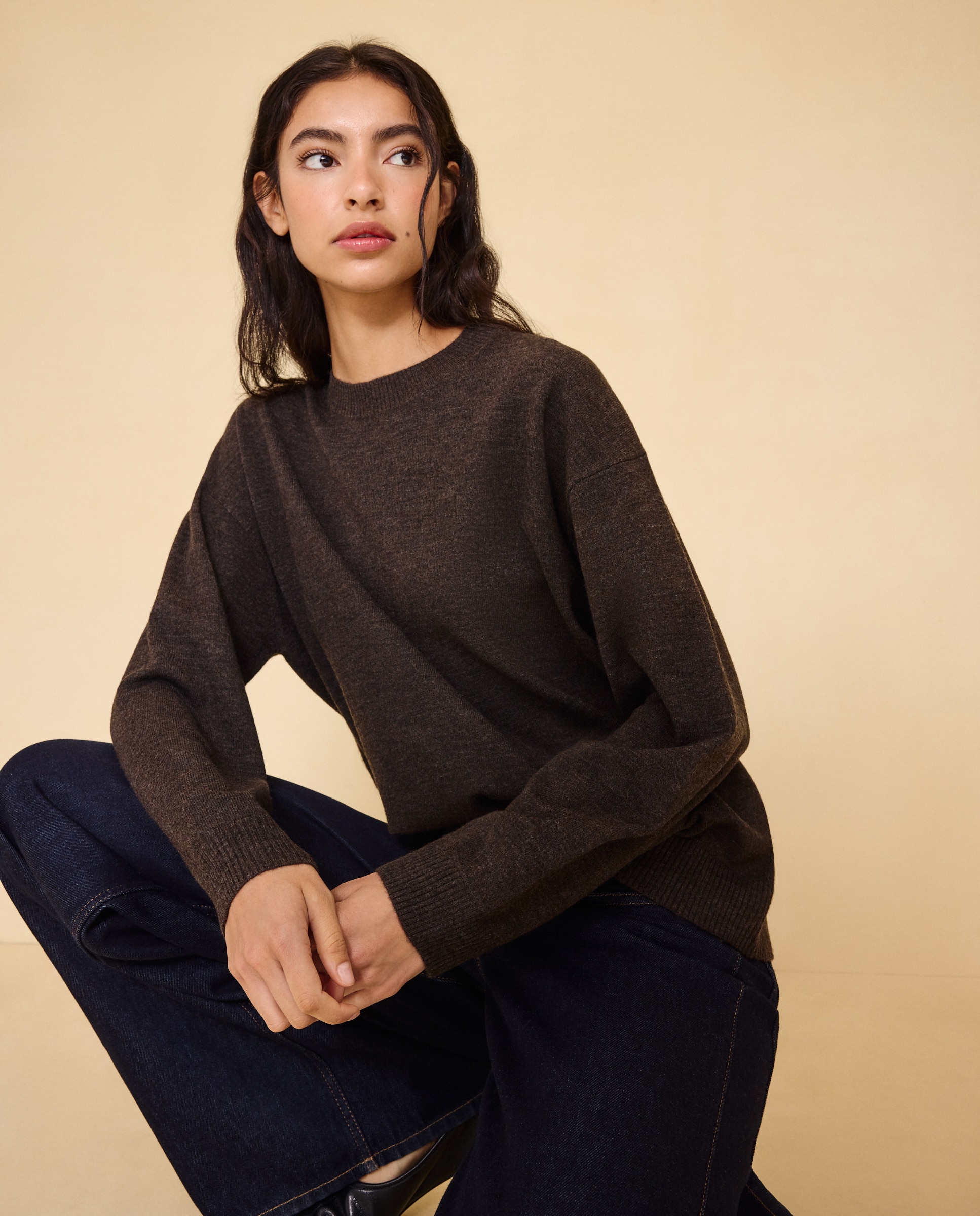 Imagem 0 de Camisola de Malha Relaxed Fit com Decote Redondo