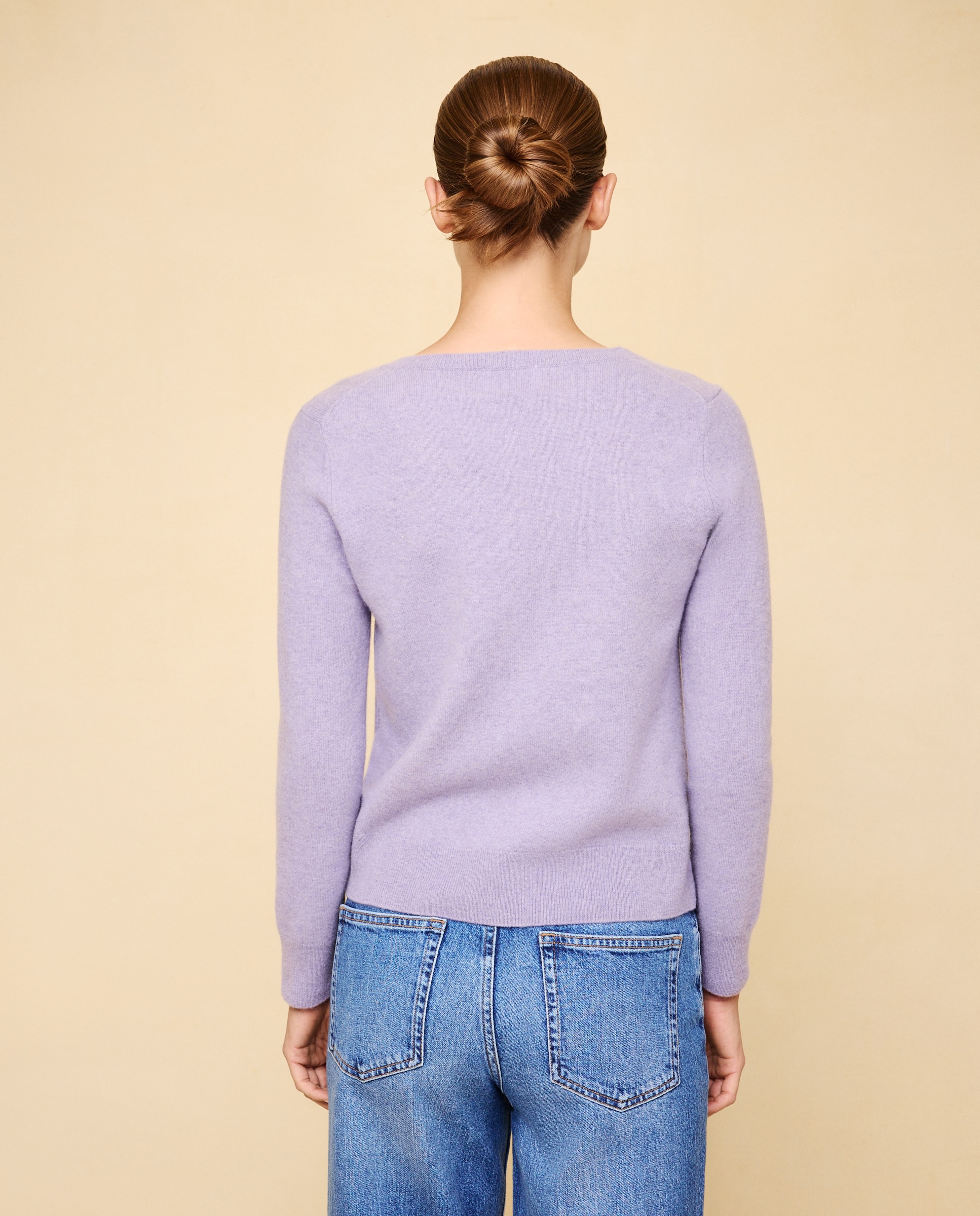 Jersey cuello pico en lana con cashmere de mujer. - Easy Wear - 284 Lila 284 Lila-3
