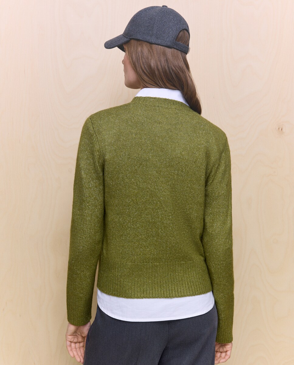 Camisola de Malha Soft com Decote Redondo Sabão-3