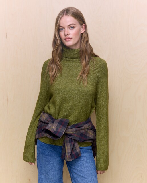 Imagem 0 de Camisola de Malha Grossa com Gola Dobrada