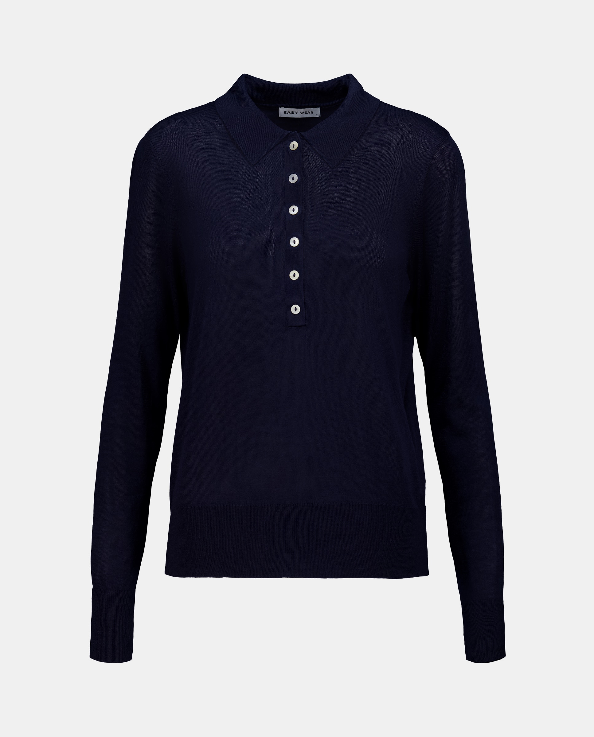 Camisola de Malha com Colarinho de Polo e Manga Comprida Azul-marinho-5