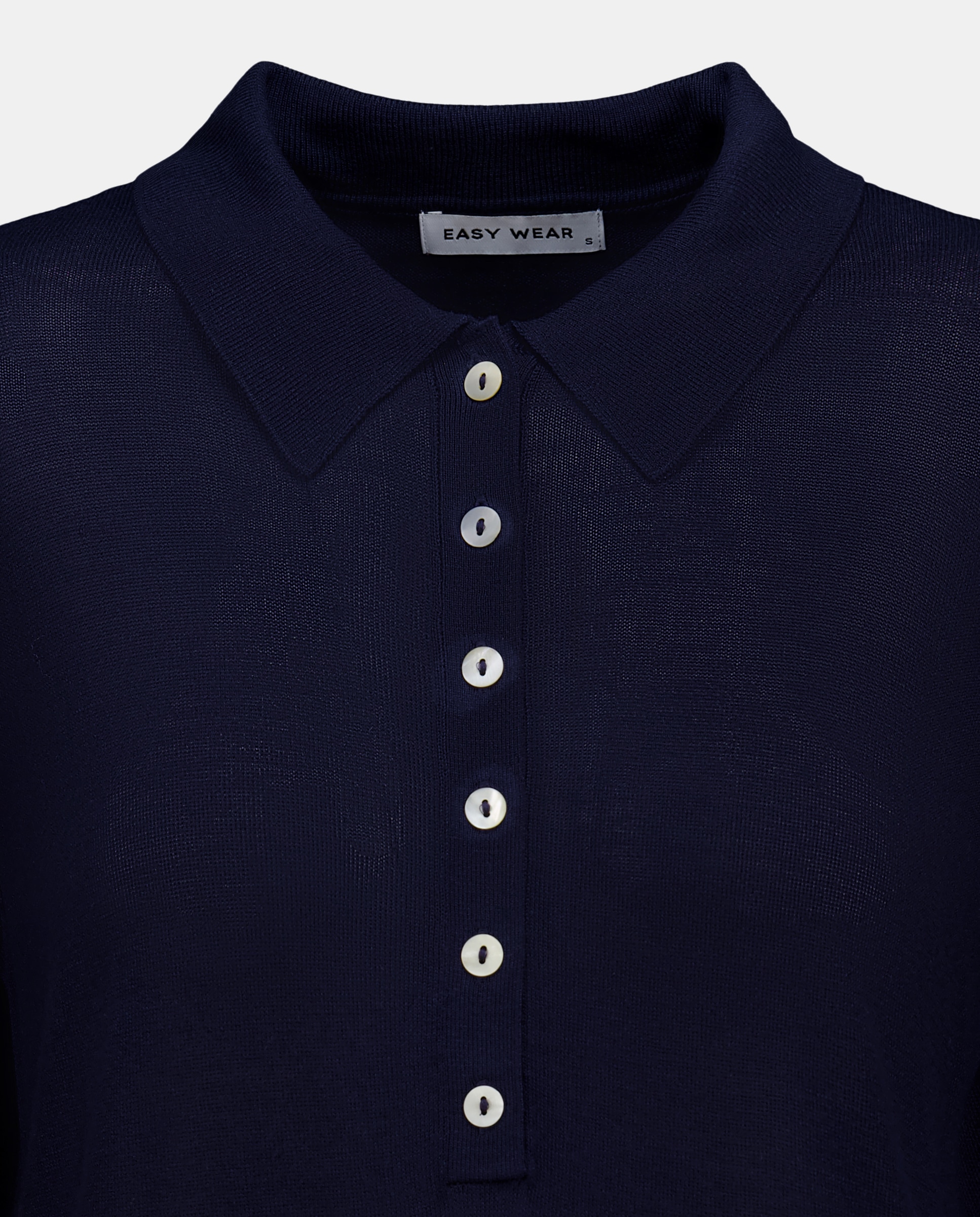 Camisola de Malha com Colarinho de Polo e Manga Comprida Azul-marinho-6