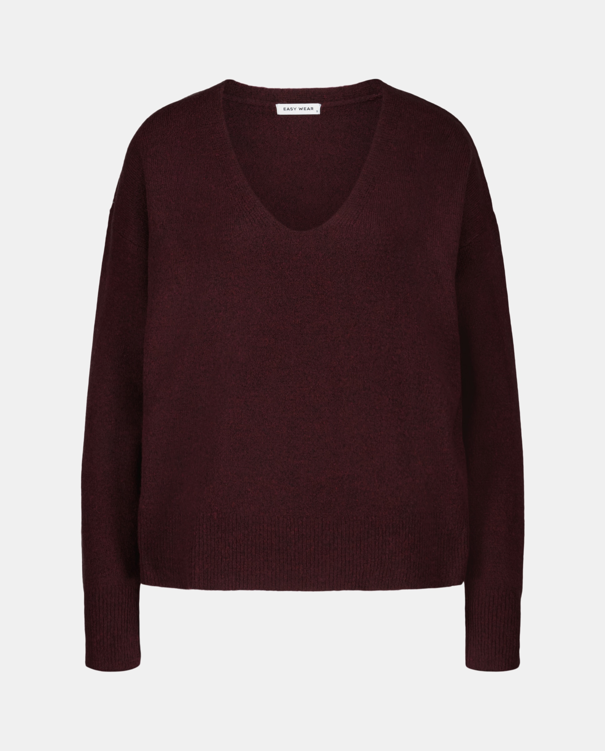 Camisola de Malha Soft com Decote em Bico Bordeaux-5