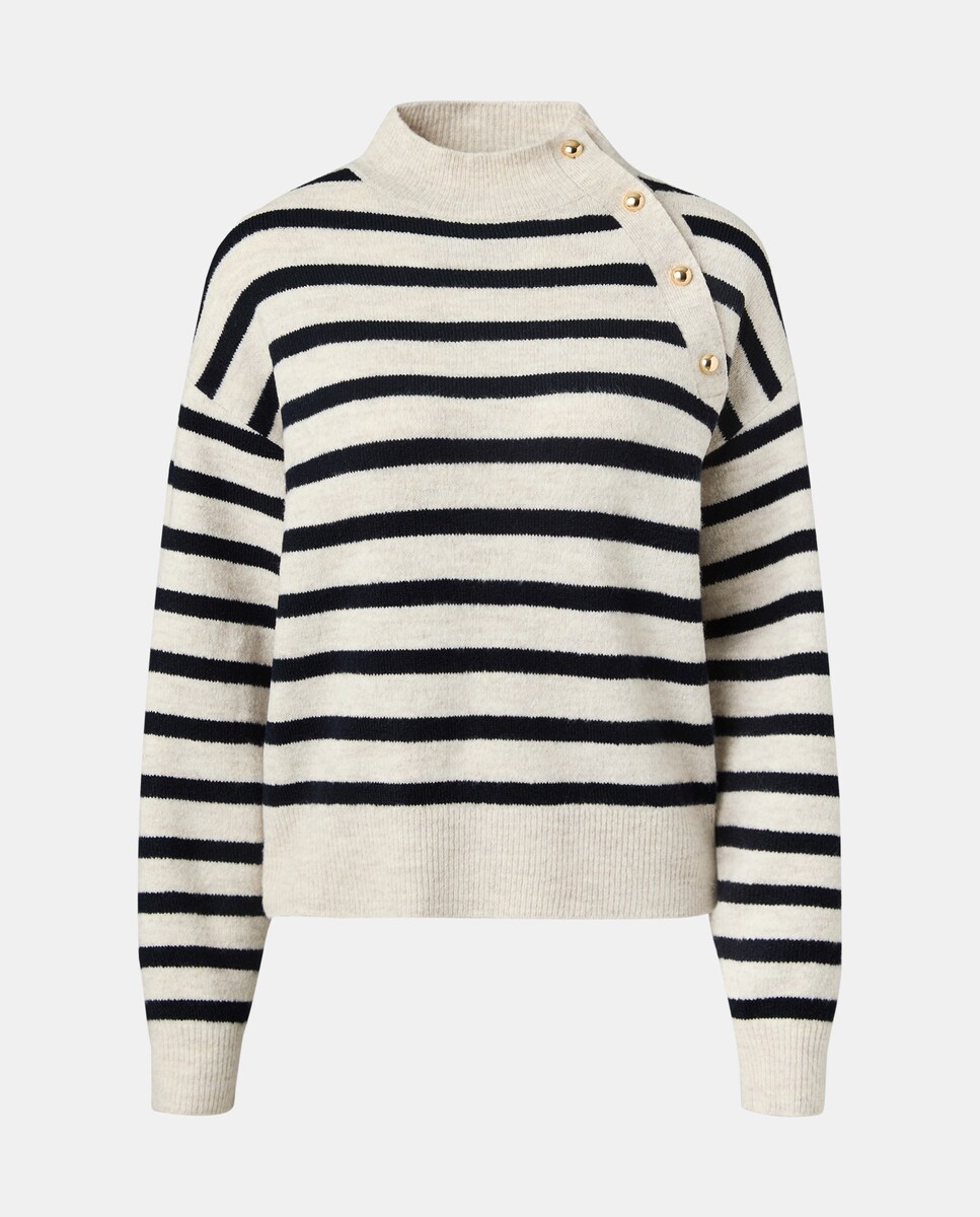 Camisola de Malha Grossa com Botões Multicolor-5