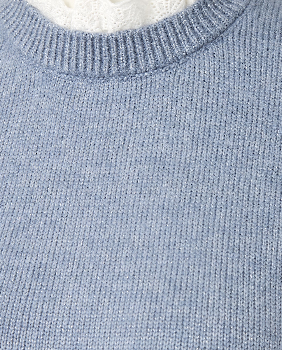 Camisola de Malha Lisa com Decote Redondo 471 Índigo-2