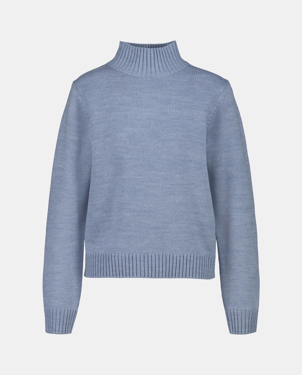 Camisola de Malha Lisa com Gola Alta 471 Índigo-5