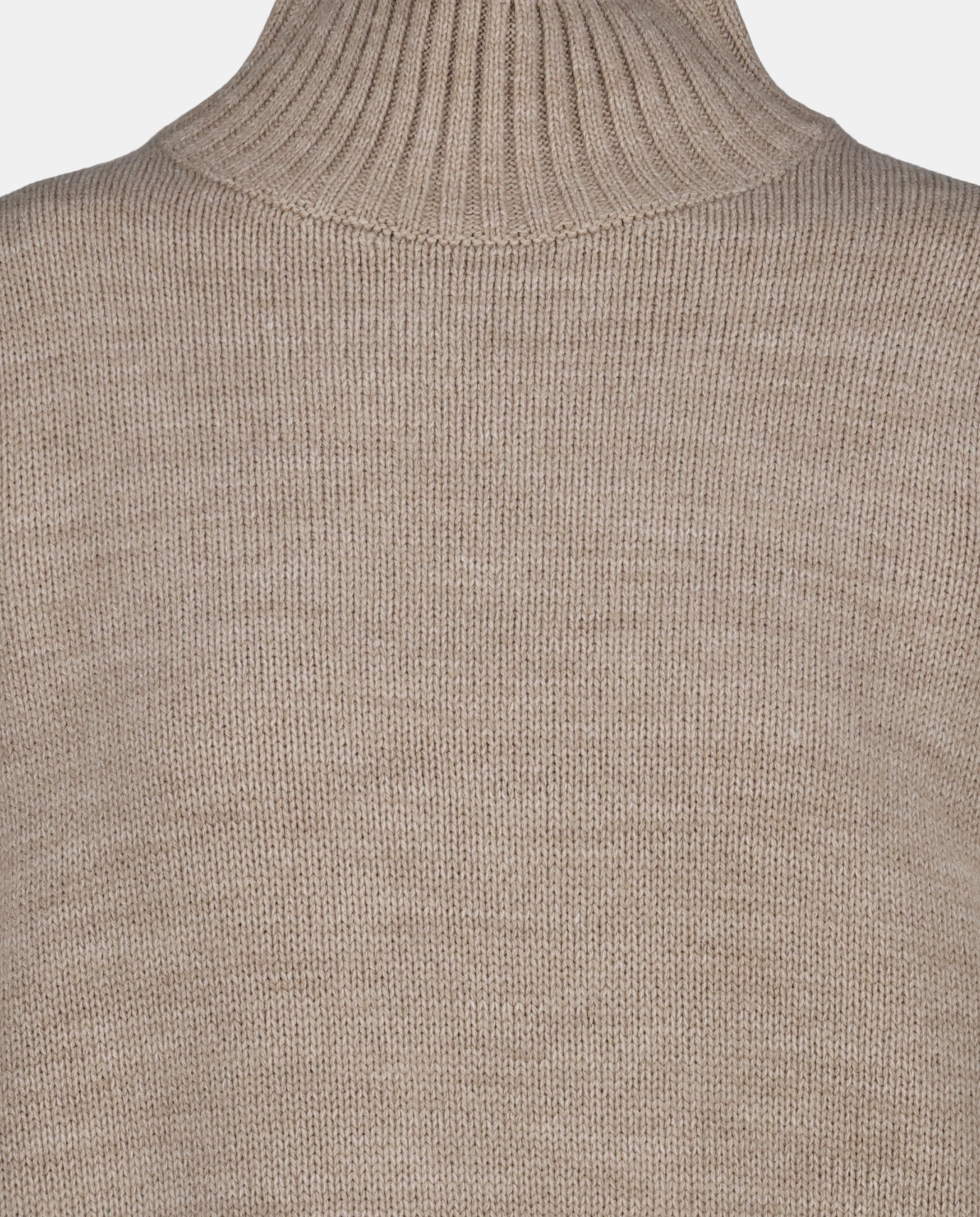 Camisola de Malha Lisa com Gola Alta Castanho-6