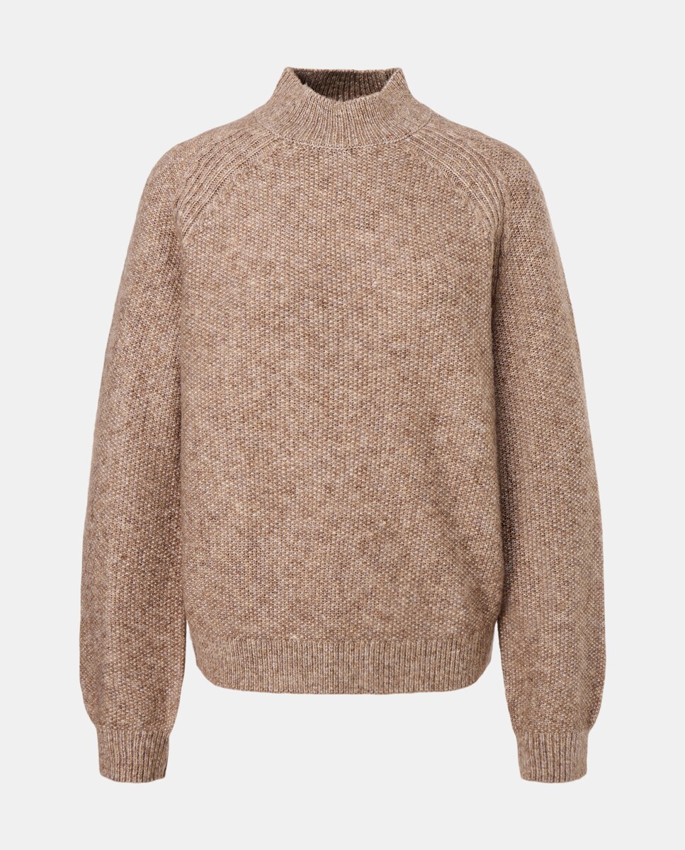 Camisola de Malha com Meia Gola e Estrutura de Malha Visom-Escuro-5