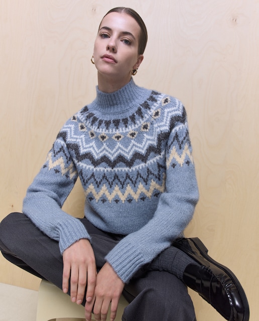 Imagem 0 de Camisola de Malha com Meia Gola com Rebordo Decorativo