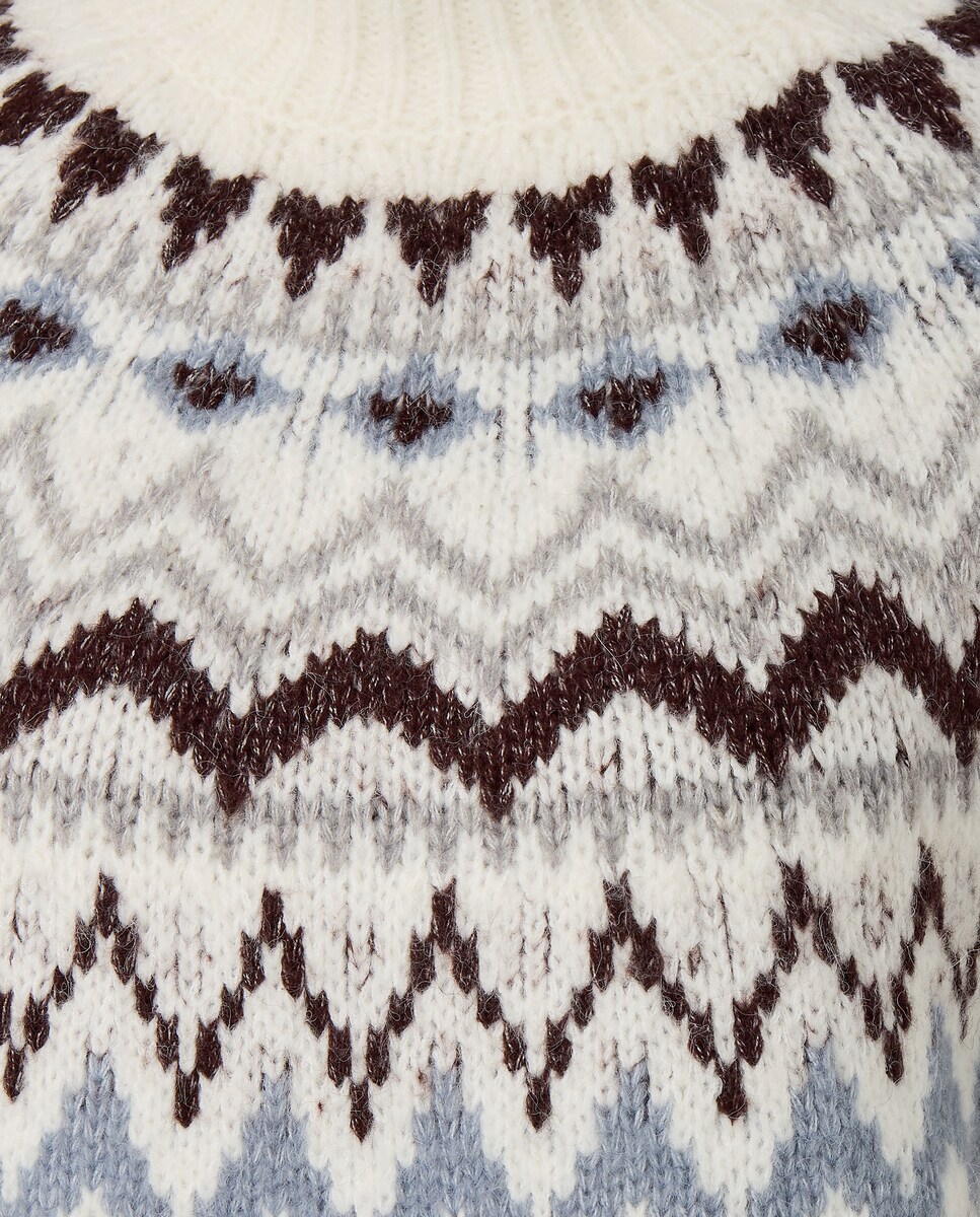 Camisola de Malha com Meia Gola com Rebordo Decorativo Branco-6