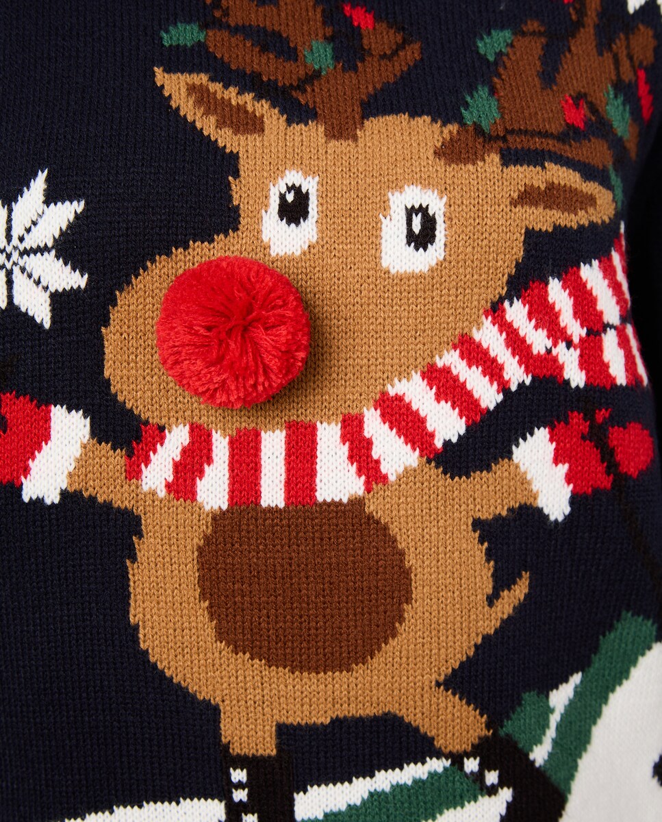 Camisola de Malha de Natal Azul-marinho-5