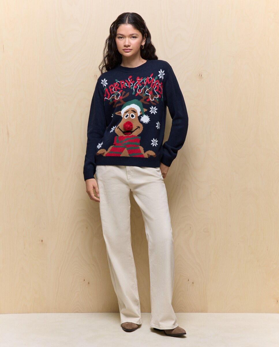 Camisola de Malha de Natal Azul-marinho-2