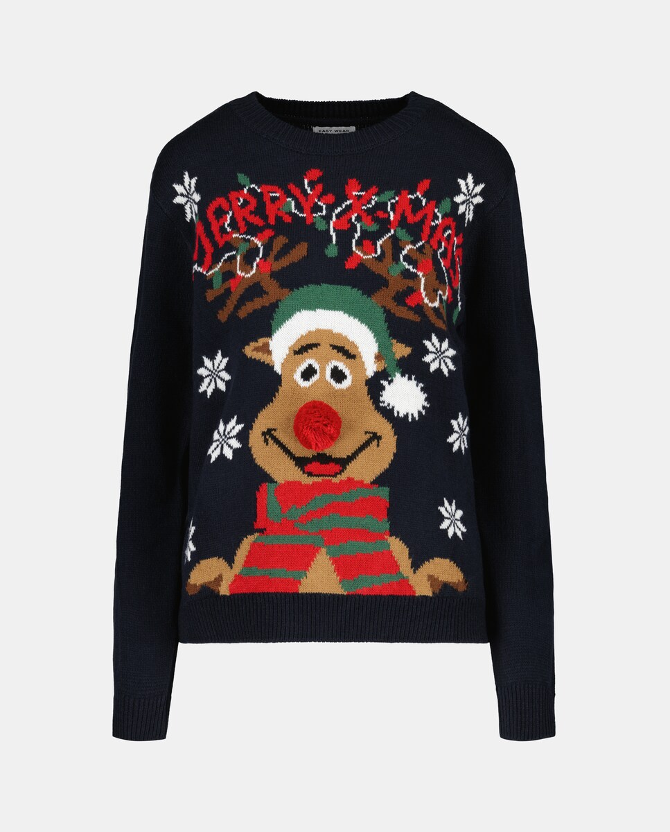 Camisola de Malha de Natal Azul-marinho-5