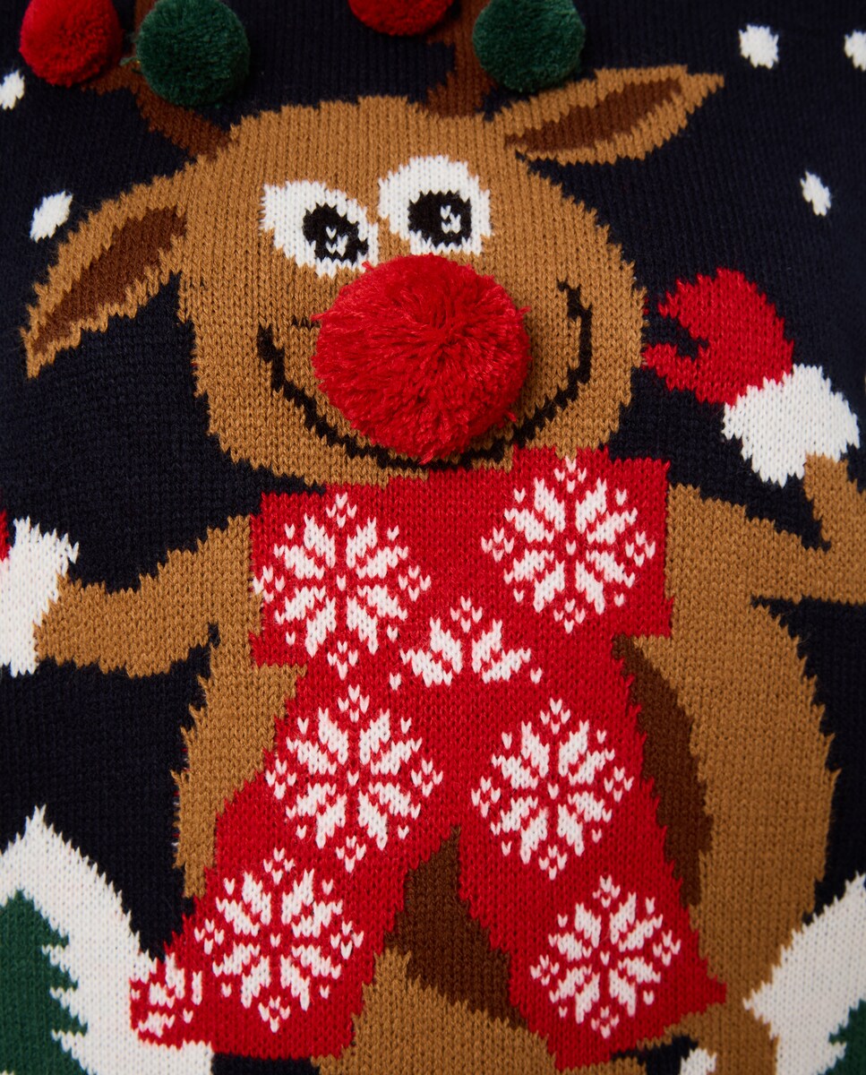 Camisola de Malha de Natal Azul-marinho-5