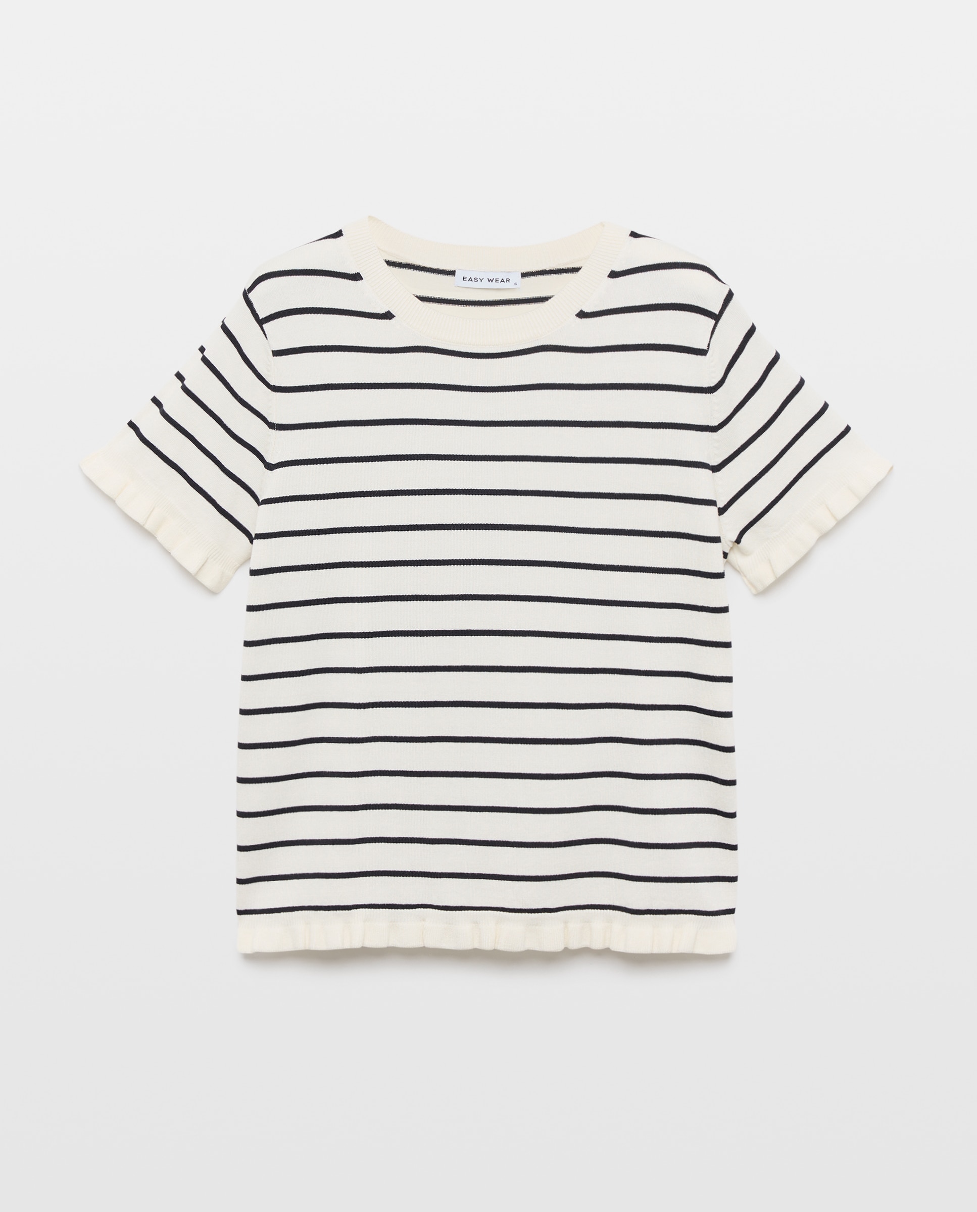 Imagen 4 de Jersey de mujer de manga corta con detalle de volantes - Easy Wear - Blanco Blanco