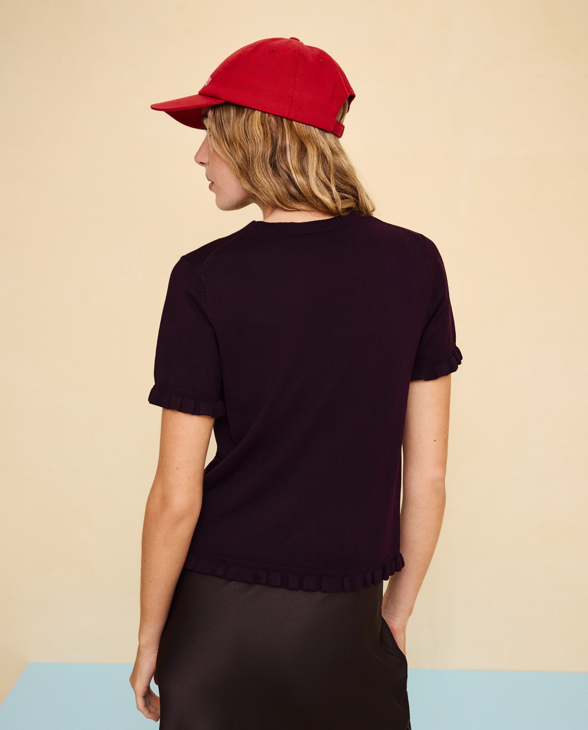 Imagen 2 de Jersey de mujer de manga corta con detalle de volantes - Easy Wear - 291 Berenjena 291 Berenjena