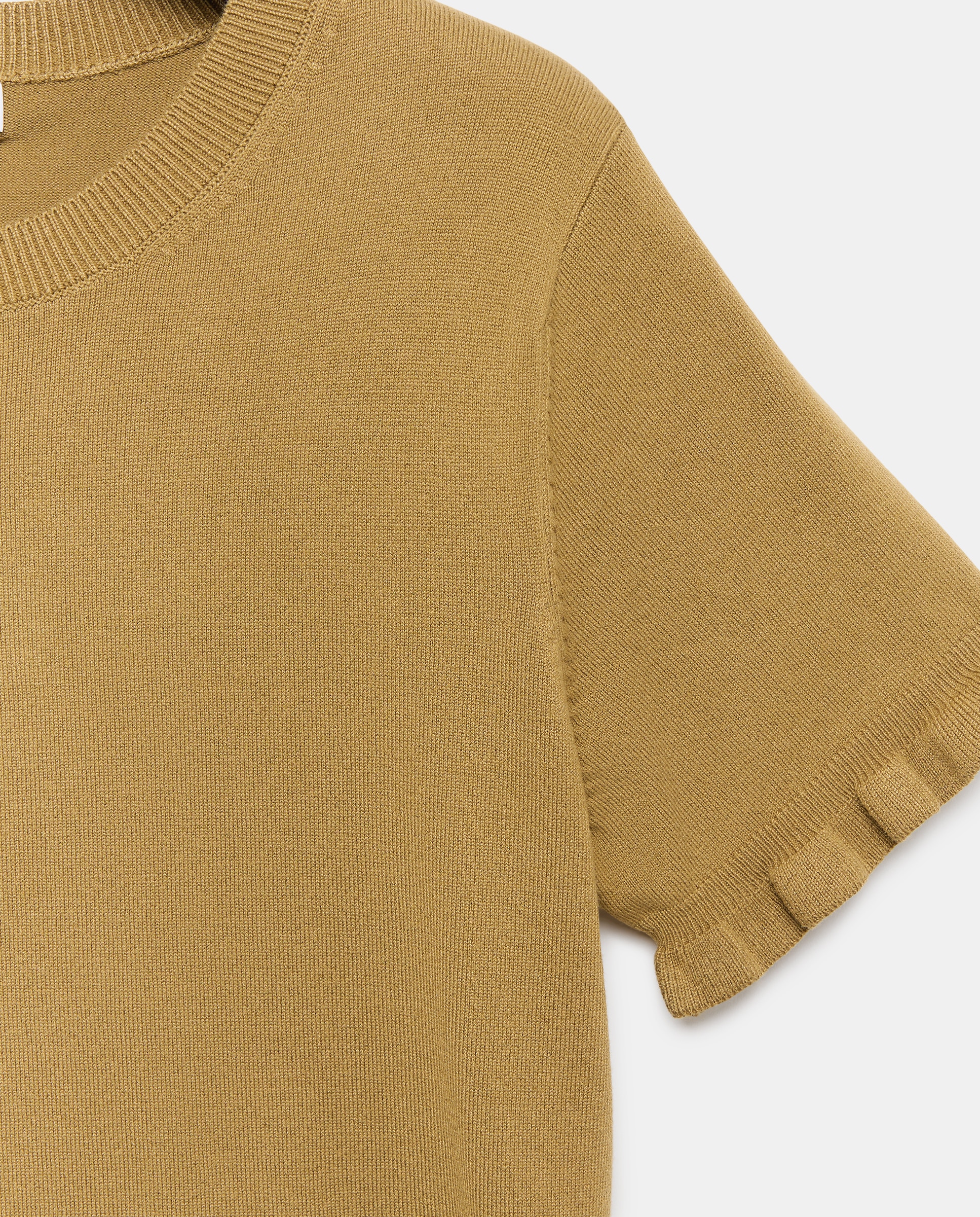 Camisola de Malha de Manga Curta com Detalhe de Folhos 560 Azeitona-6