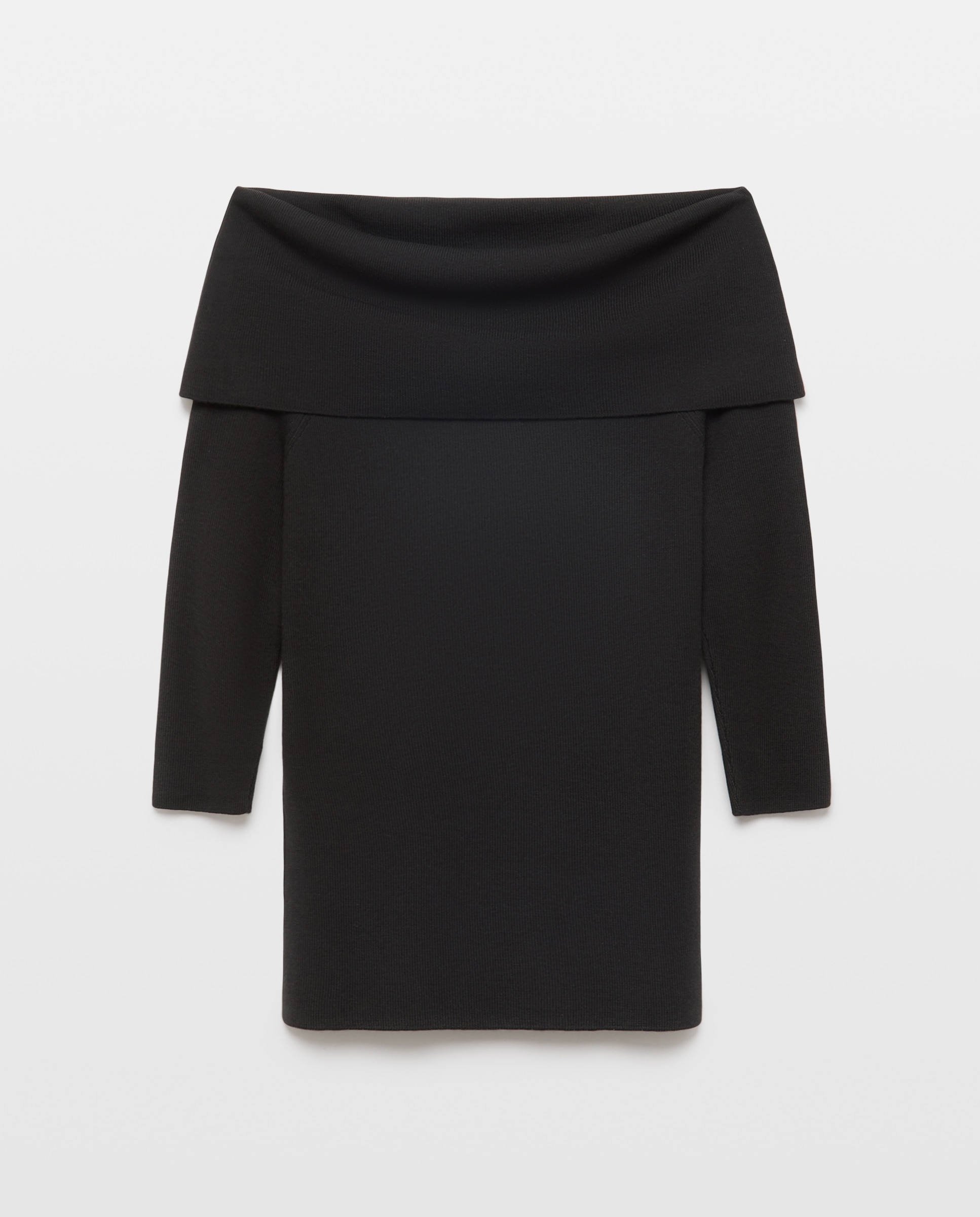 Camisola de Malha com Ombros Descobertos Preto-4